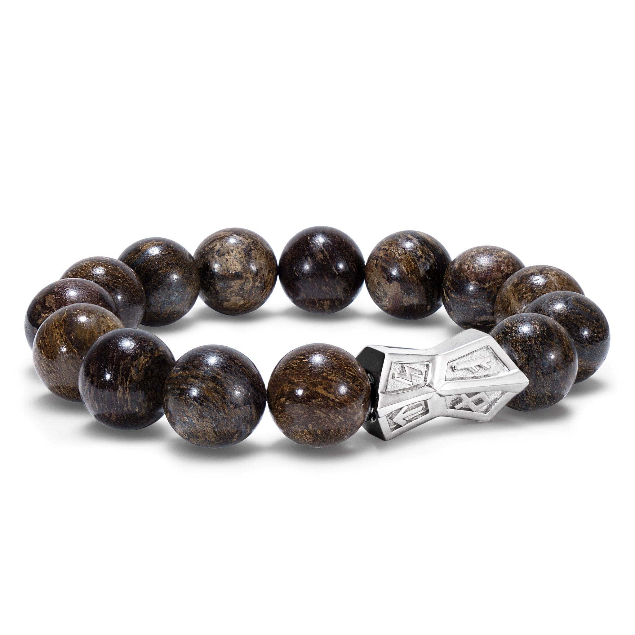 Men's Crossguard Charm Beaded Bracelet with Bronzite and Runes Bracelets WAA FASHION GROUP 