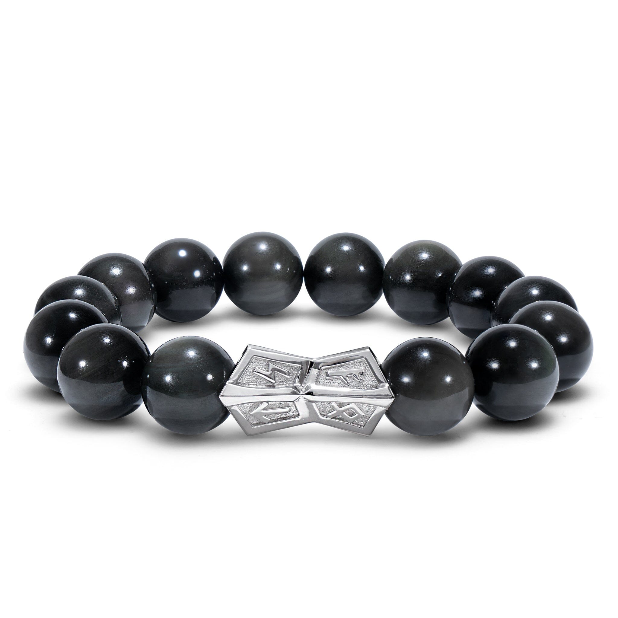 Men's Crossguard Charm Beaded Bracelet with Onyx and Runes Bracelets WAA FASHION GROUP 