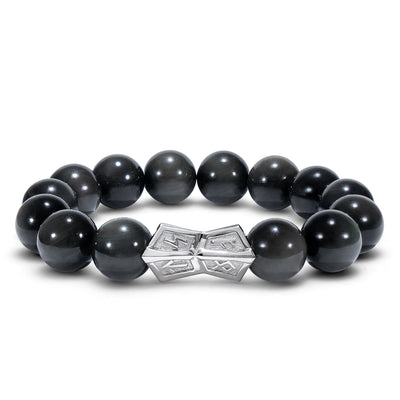 Rune Crossguard Bracelet Obsidian