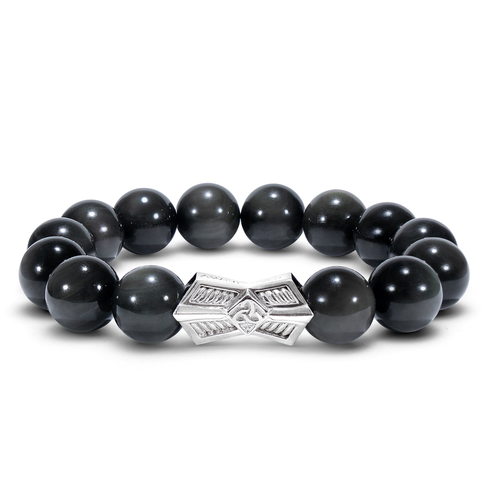 Men's Crossguard Charm Beaded Bracelet with Onyx and Runes Bracelets WAA FASHION GROUP 