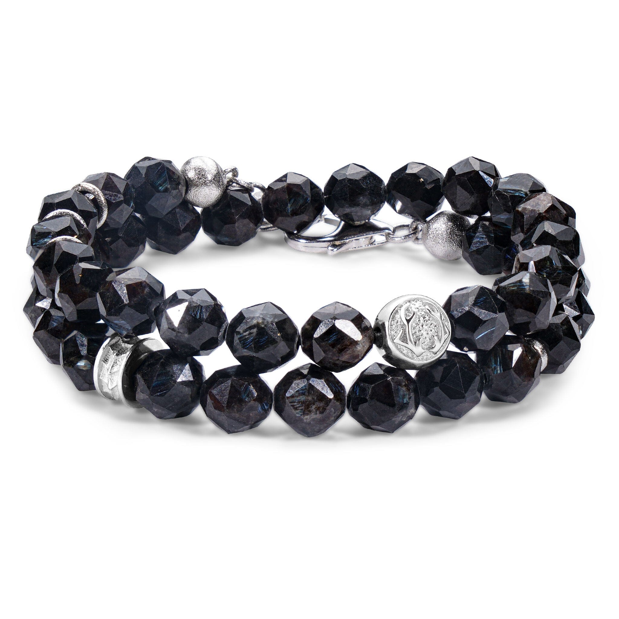 Men's Double Wrap Beaded Bracelet with Nuummite Bracelets WAA FASHION GROUP 