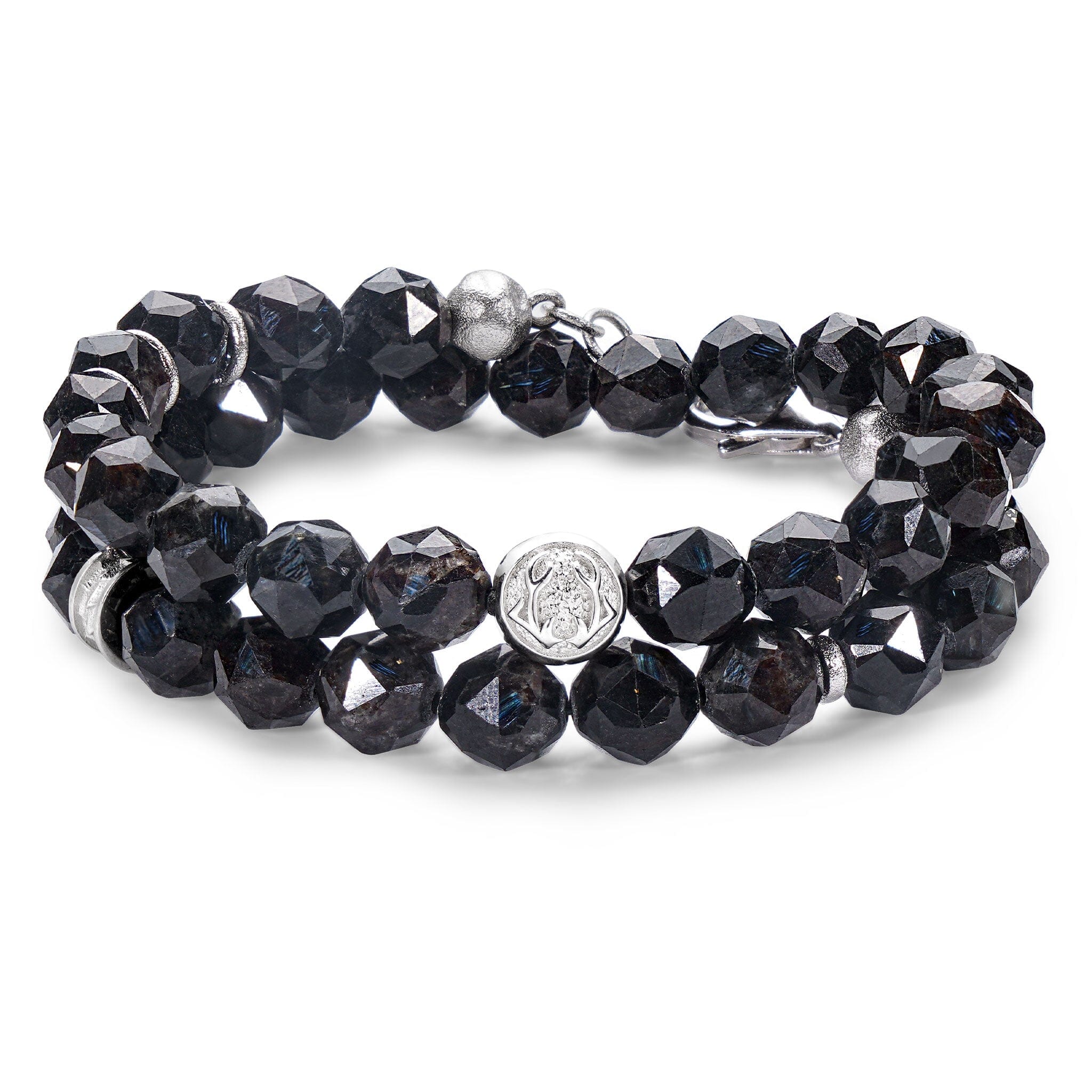 Men's Double Wrap Beaded Bracelet with Nuummite Bracelets WAA FASHION GROUP 