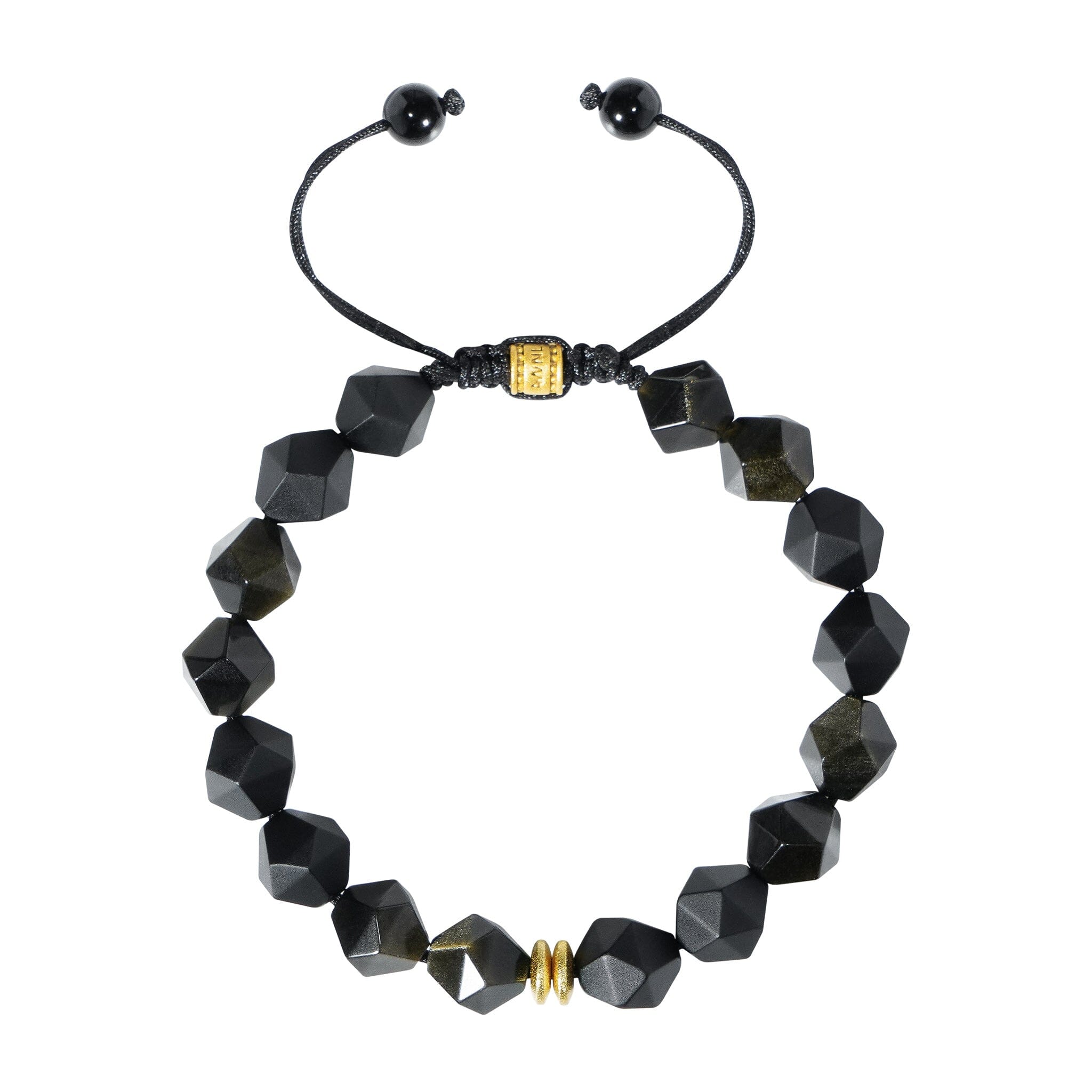 Men's Drawstring Beaded Bracelet with Onyx and Golden Obsidian Bracelets WAA FASHION GROUP 