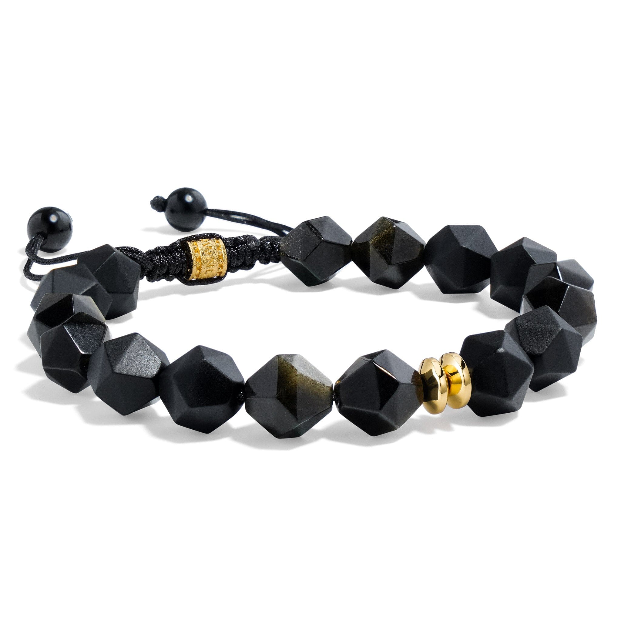 Men's Drawstring Beaded Bracelet with Onyx and Golden Obsidian Bracelets WAA FASHION GROUP 