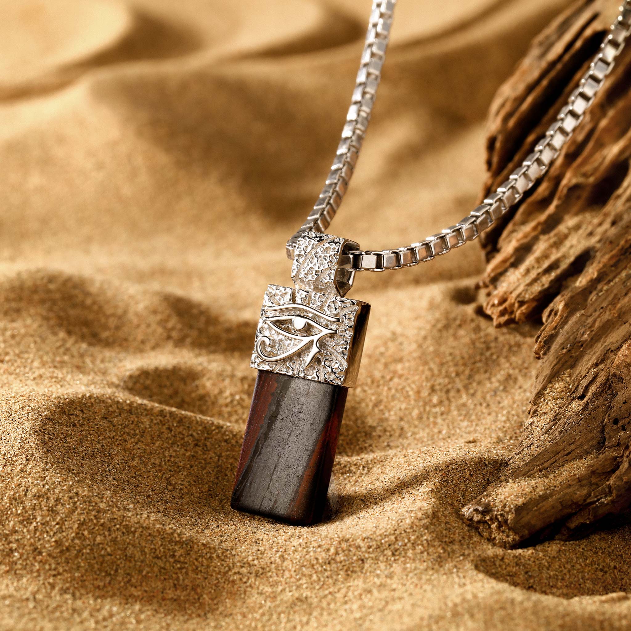 Men's Eye of Horus Necklace with Red Tiger Iron Necklaces WAA FASHION GROUP