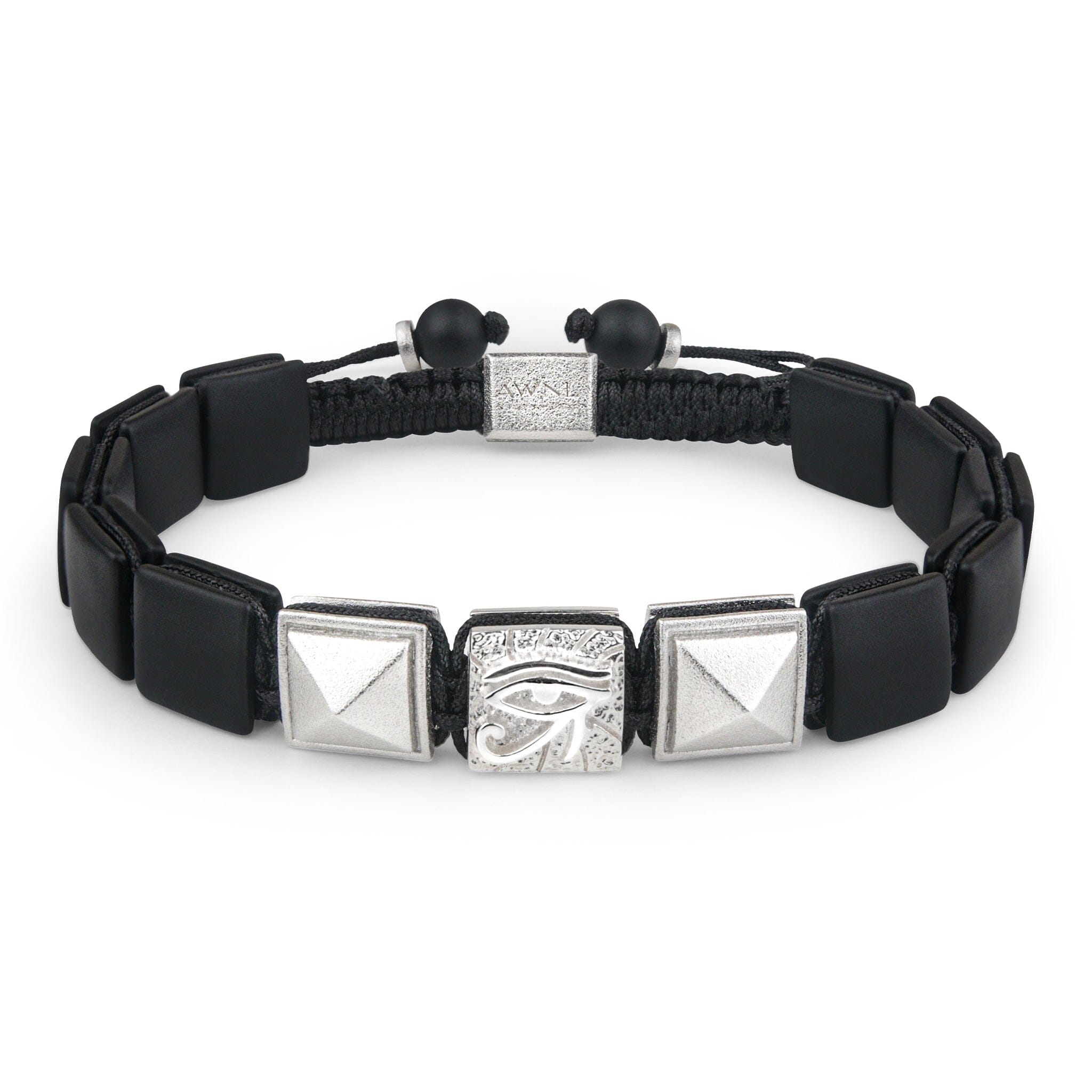 Men's Flatbead Bracelet with Black Onyx, the Eye of Horus and Pyramid Charm Bracelets WAA FASHION GROUP