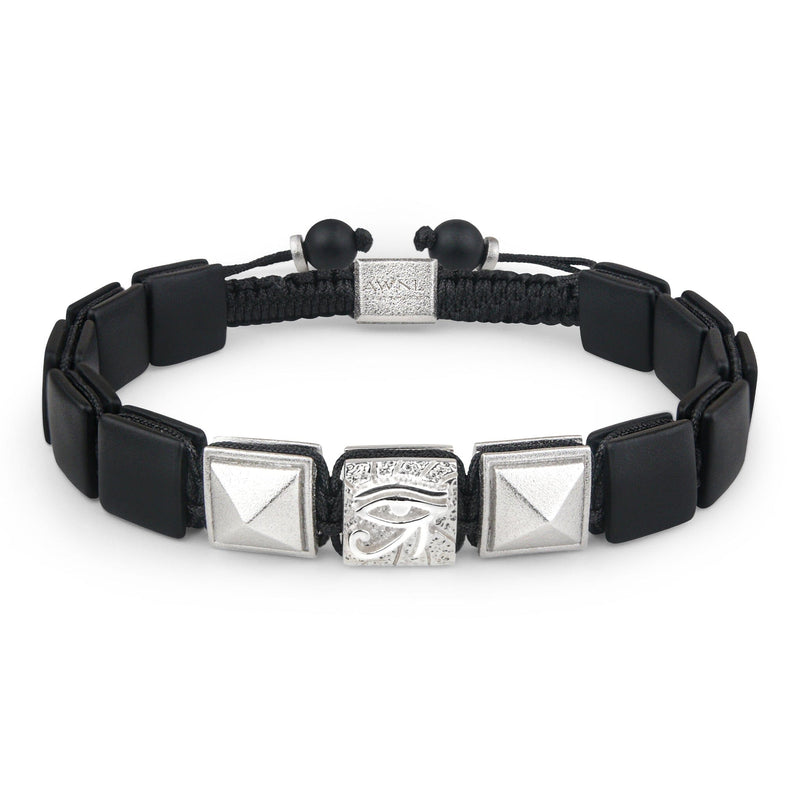 Eye of Horus Onyx Macrame Bracelet