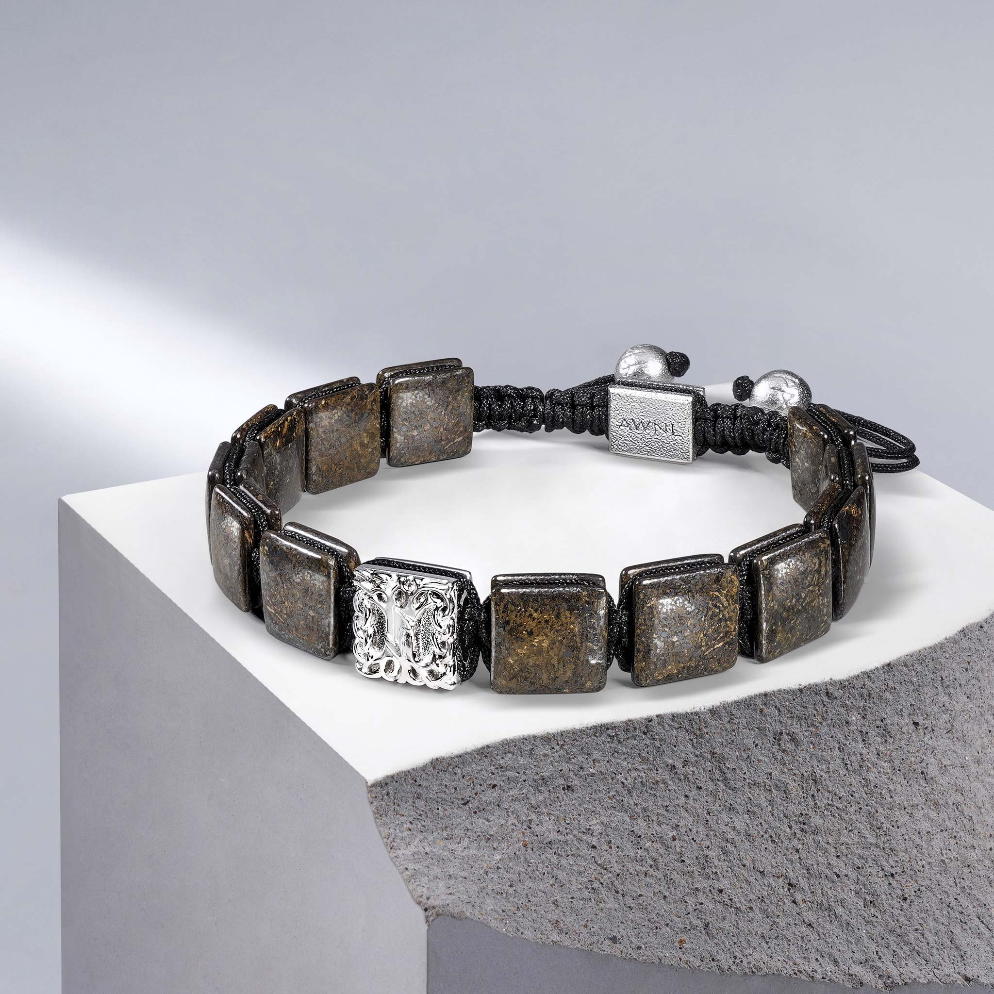 Men's Flatbead Bracelet with Bronzite and Tree of Life Charm Bracelets WAA FASHION GROUP