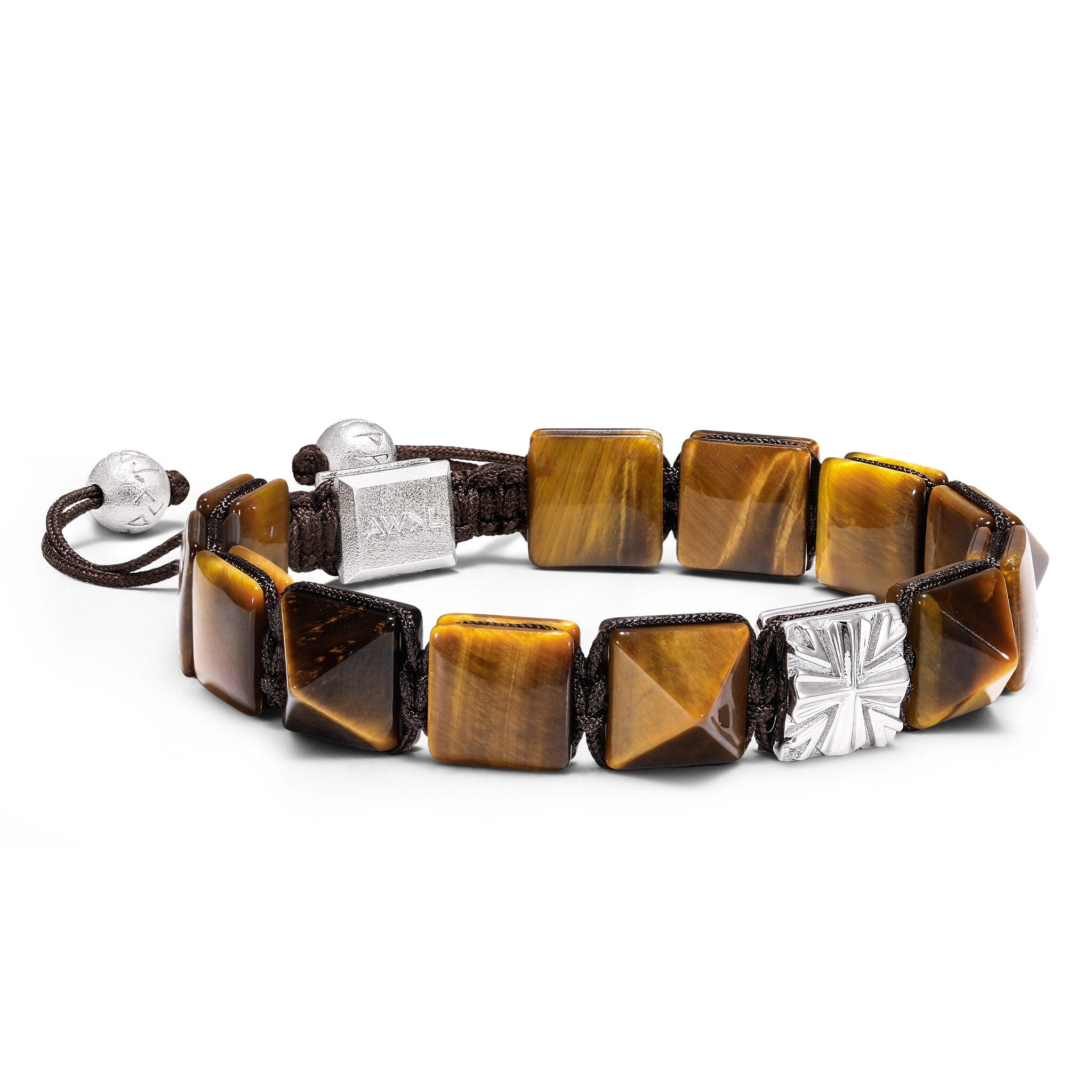 Men's Flatbead Bracelet with Golden Tiger Eye and Knight's Cross Charm Bracelets WAA FASHION GROUP