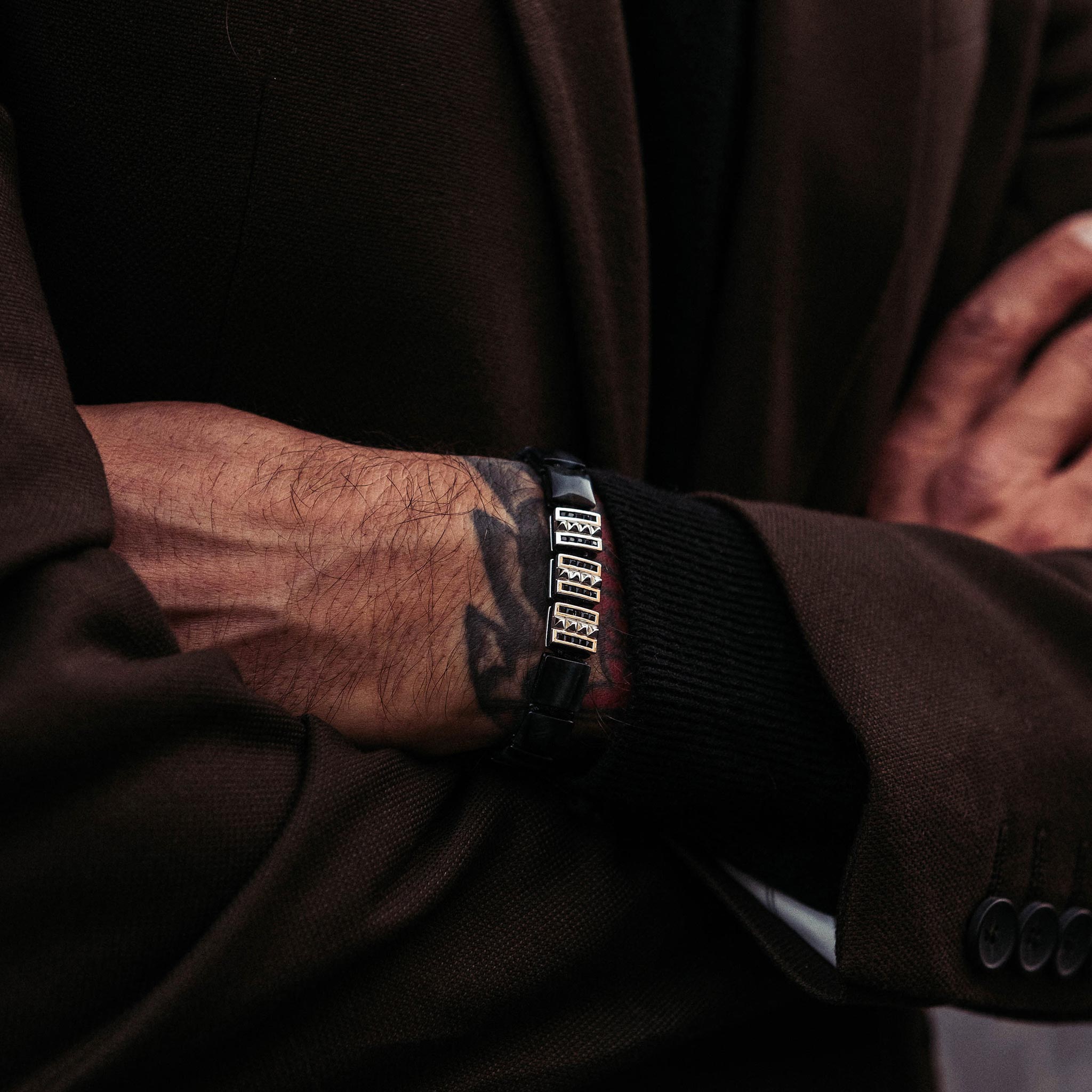 Men's Flatbead Bracelet with Hawk Eye and Gate of Fate Charm Bracelets WAA FASHION GROUP