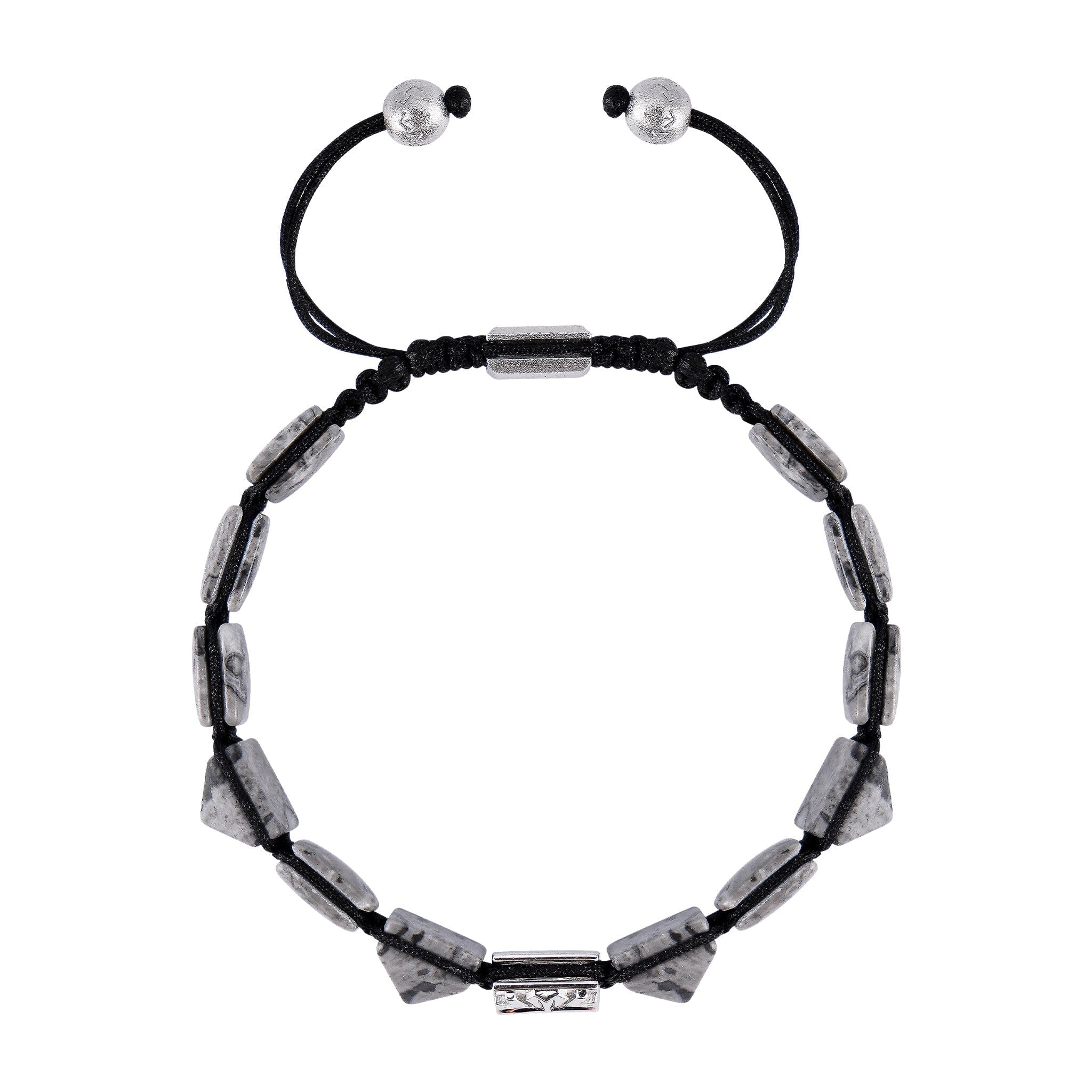 Men's Flatbead Bracelet with Picasso Jasper and Knight's Cross Charm Bracelets WAA FASHION GROUP