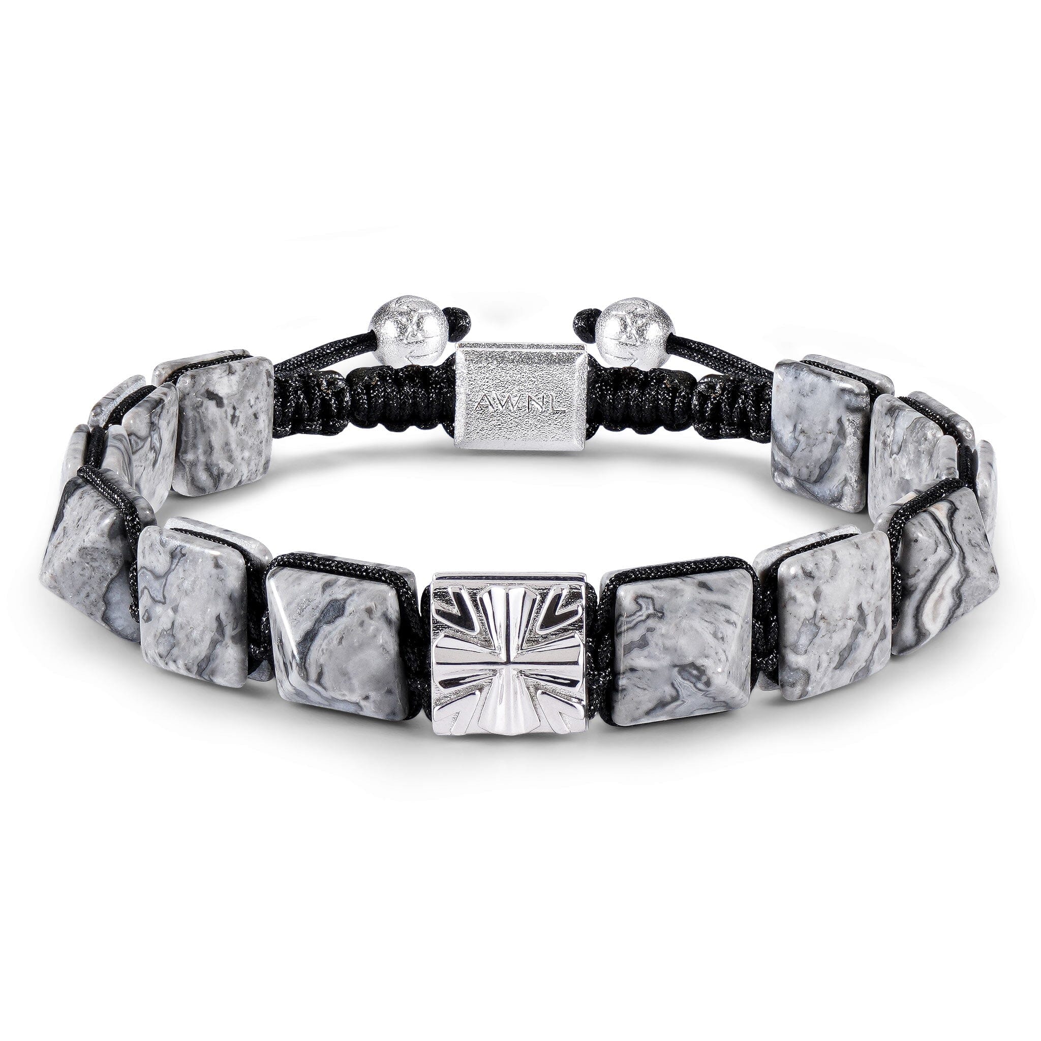 Men's Flatbead Bracelet with Picasso Jasper and Knight's Cross Charm Bracelets WAA FASHION GROUP 