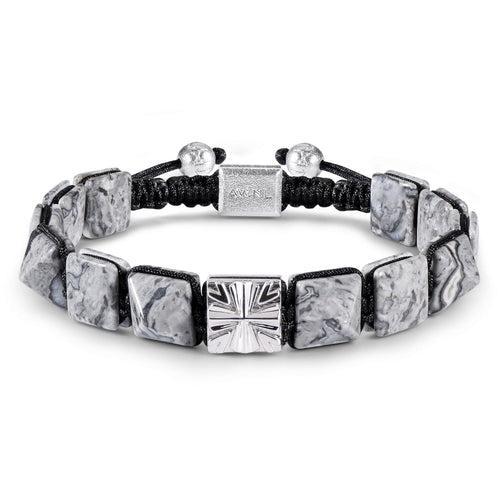 Men's Flatbead Bracelet with Picasso Jasper and Knight's Cross Charm Bracelets WAA FASHION GROUP