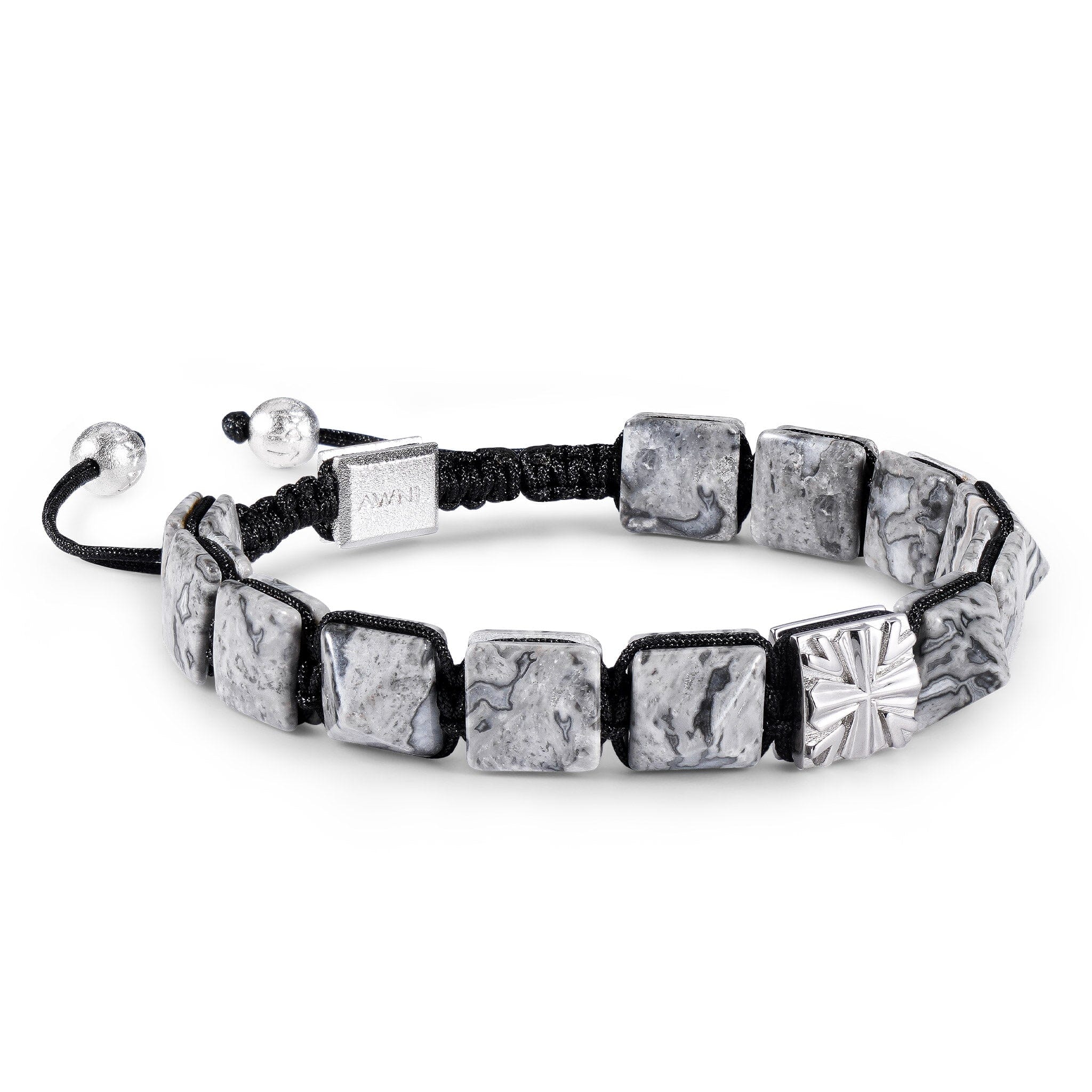 Men's Flatbead Bracelet with Picasso Jasper and Knight's Cross Charm Bracelets WAA FASHION GROUP