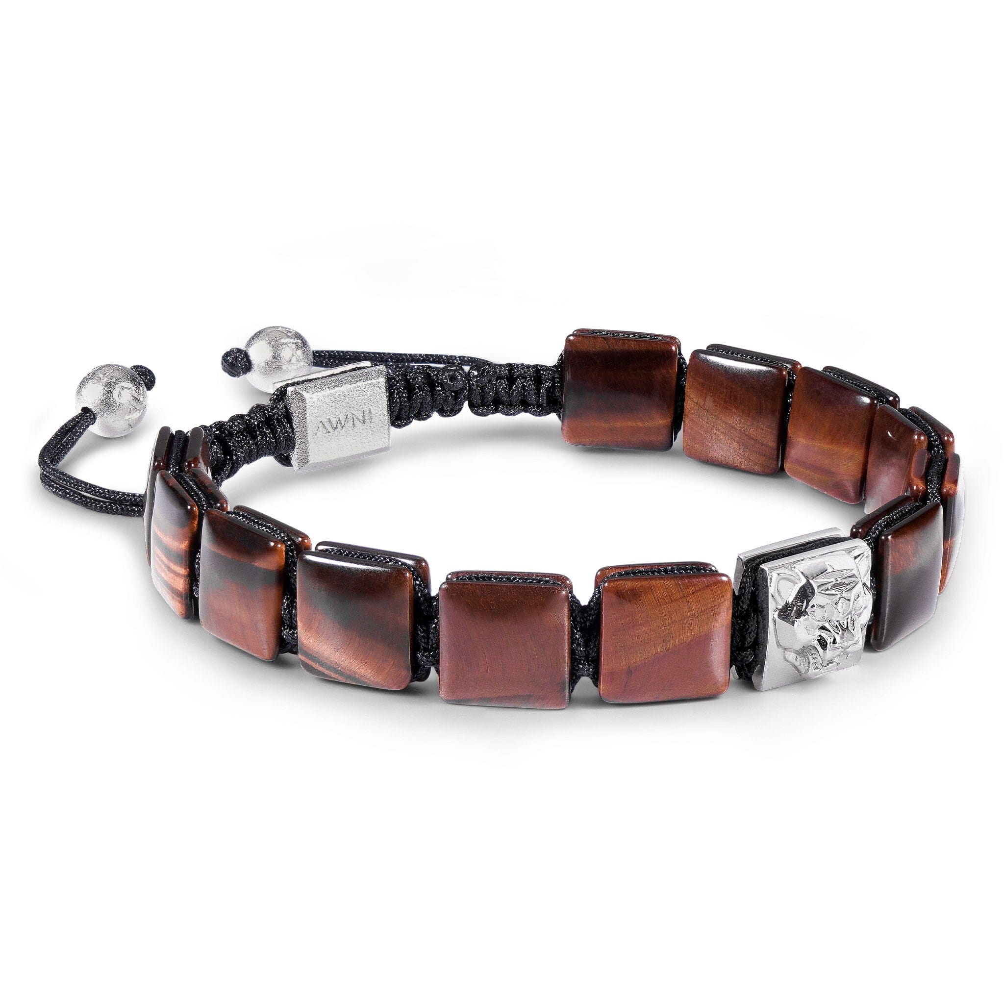 Men's Flatbead Bracelet with Tiger Eye and Tiger Head Charm Bracelets WAA FASHION GROUP