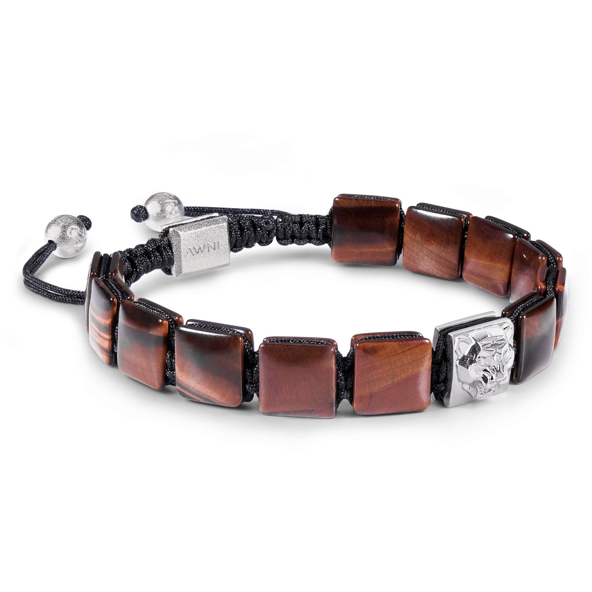 Men's Flatbead Bracelet with Tiger Eye and Tiger Head Charm Bracelets WAA FASHION GROUP 