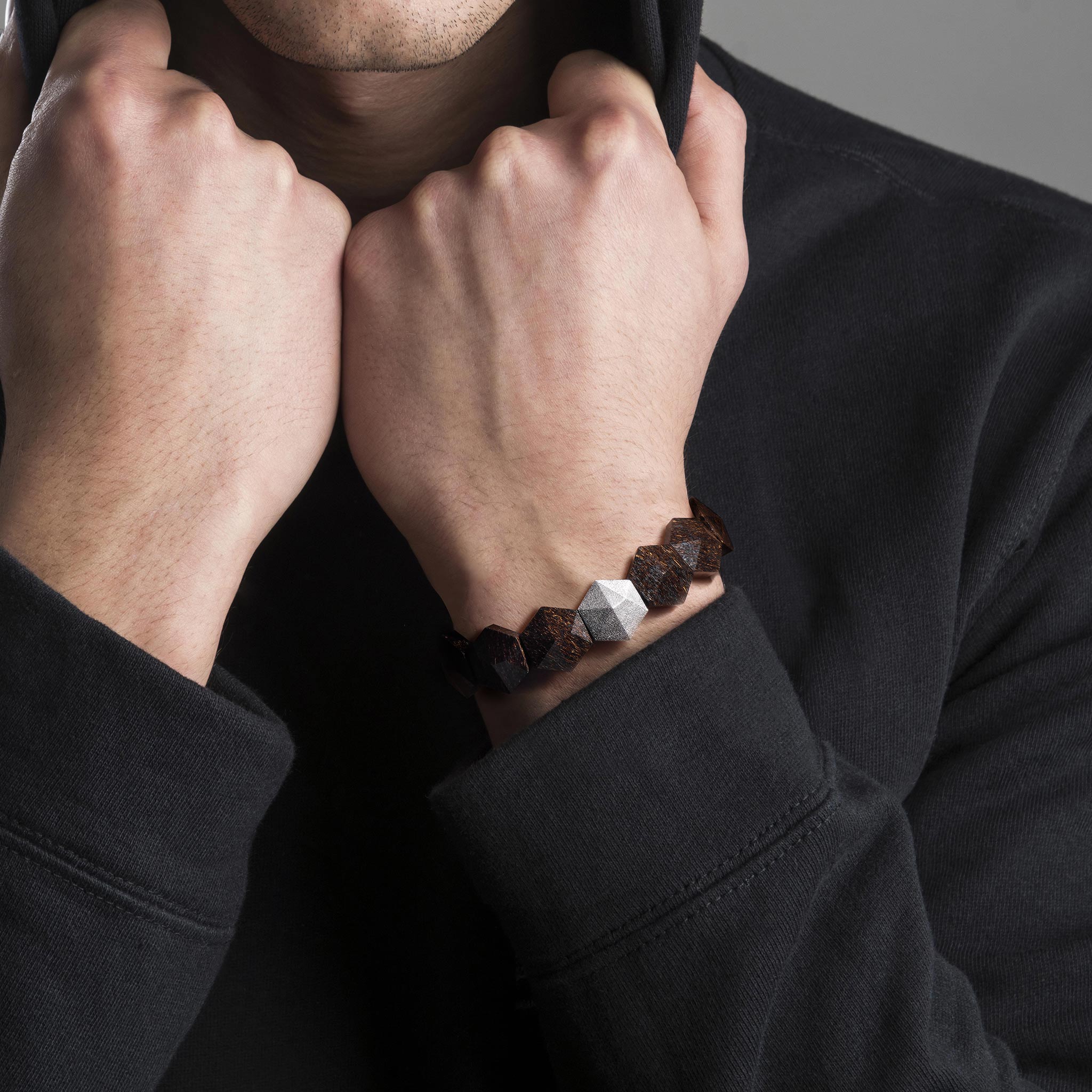 Men's Hexagonal Beaded Bracelet with Bronzite Bracelets WAA FASHION GROUP