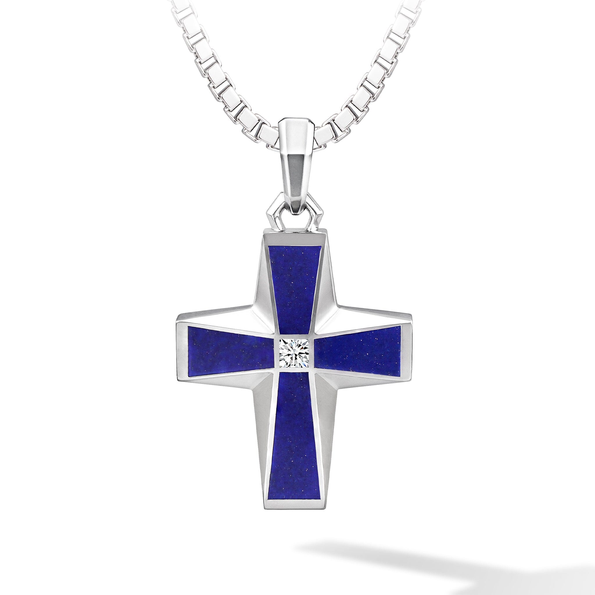 Men's Klein Blue Cross Necklace with Lapis Lazuli Necklaces WAA FASHION GROUP