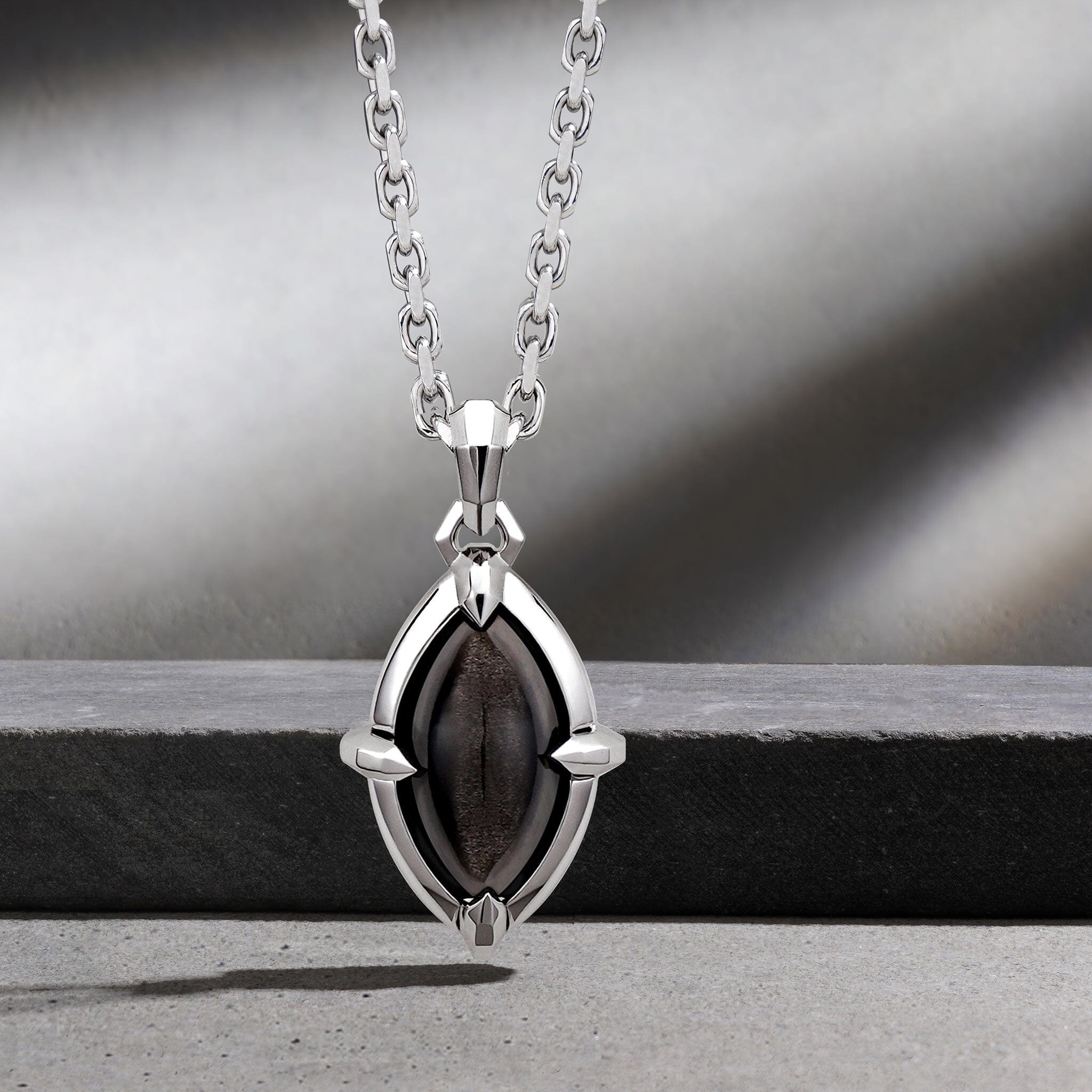 Men's Necklace of Vision with Silver Obsidian Necklaces WAA FASHION GROUP