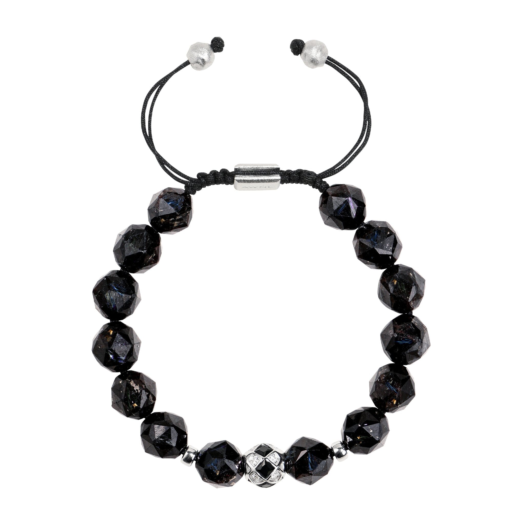 Men's Nuummite Beaded Bracelet with Dark Star Charm Bracelets WAA FASHION GROUP