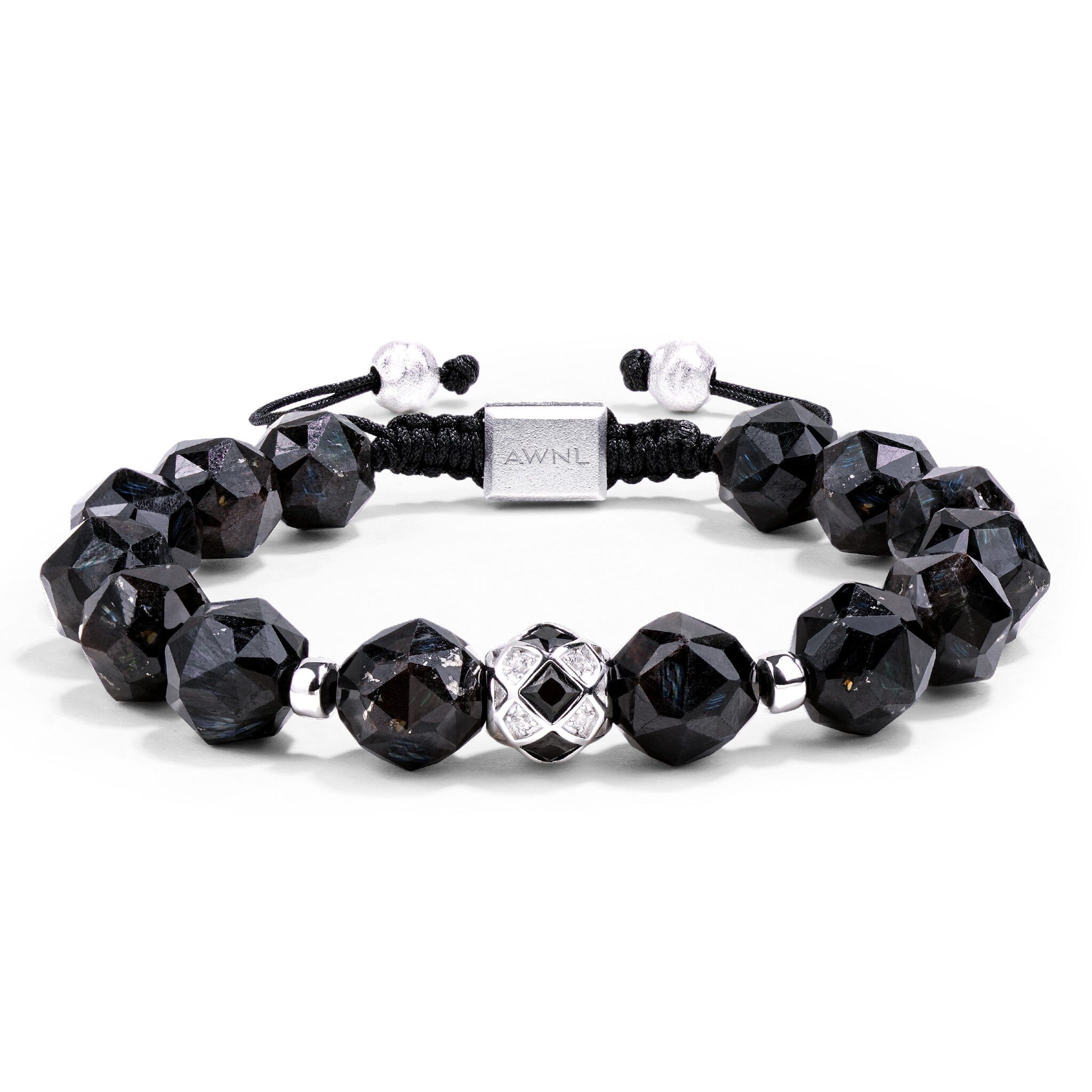 Men's Nuummite Beaded Bracelet with Dark Star Charm Bracelets WAA FASHION GROUP 