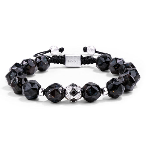 Men's Nuummite Beaded Bracelet with Dark Star Charm Bracelets WAA FASHION GROUP