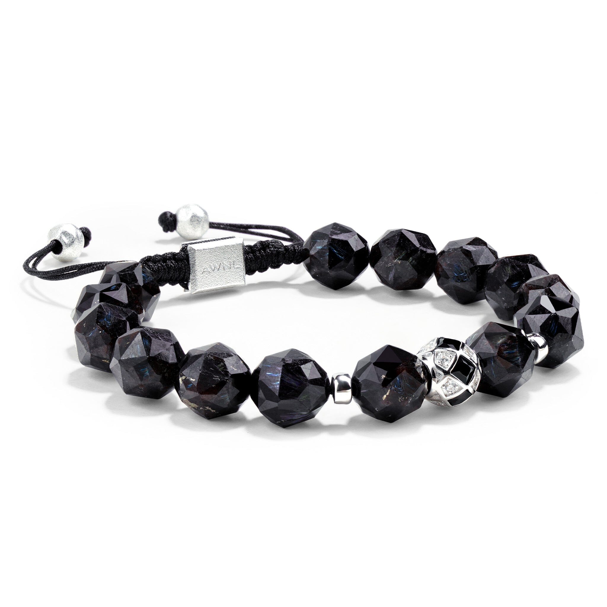 Men's Nuummite Beaded Bracelet with Dark Star Charm Bracelets WAA FASHION GROUP