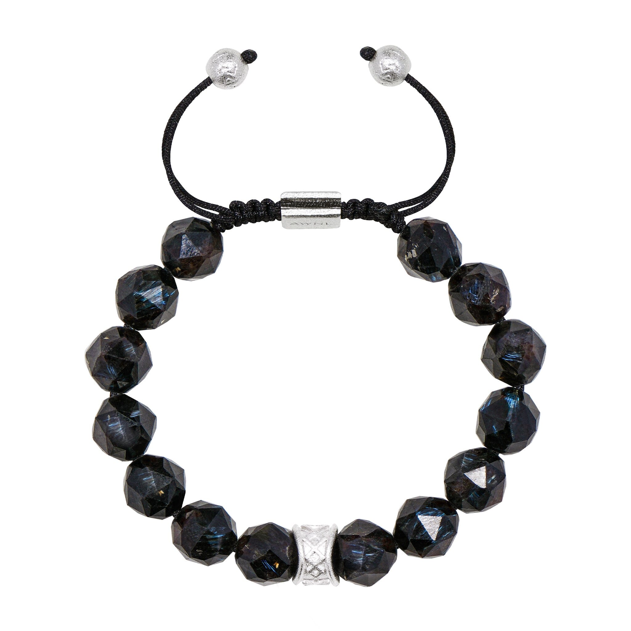 Men's Nuummite Beaded Bracelet with Healing Runes Charm Bracelets WAA FASHION GROUP