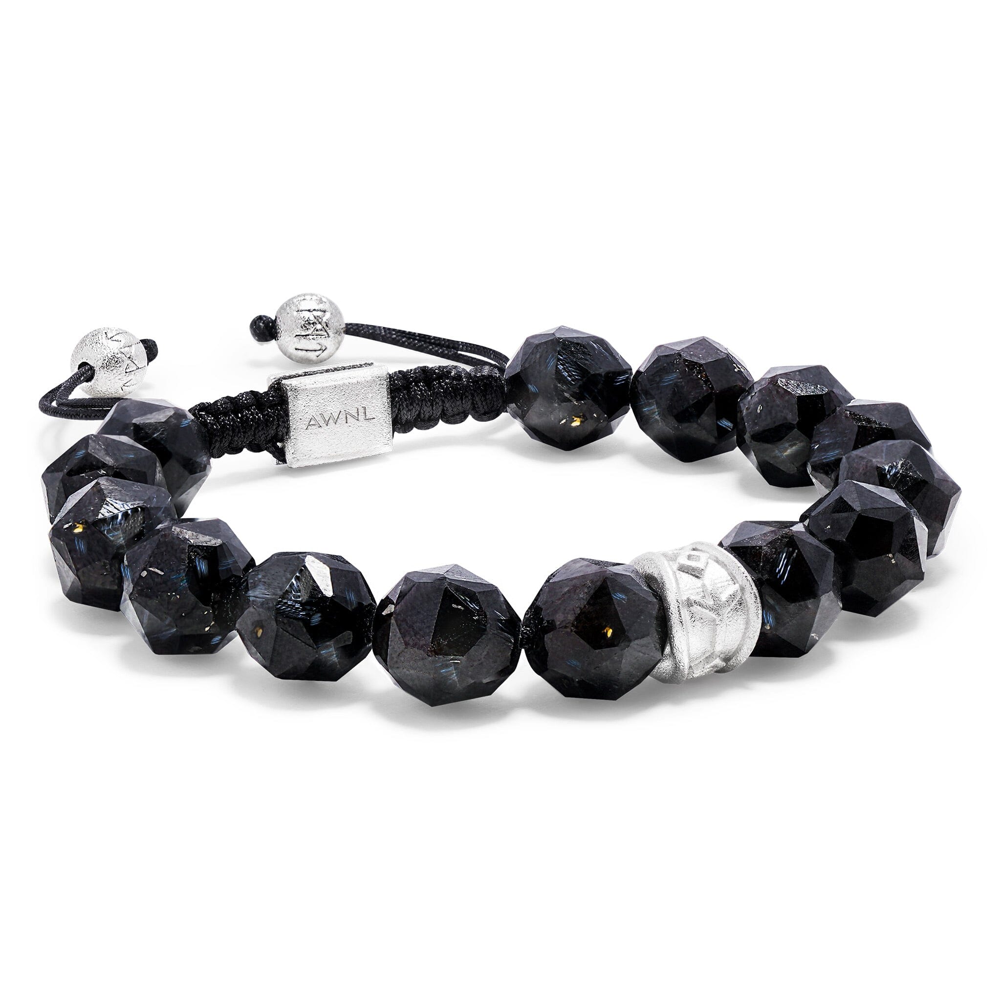 Men's Nuummite Beaded Bracelet with Healing Runes Charm Bracelets WAA FASHION GROUP