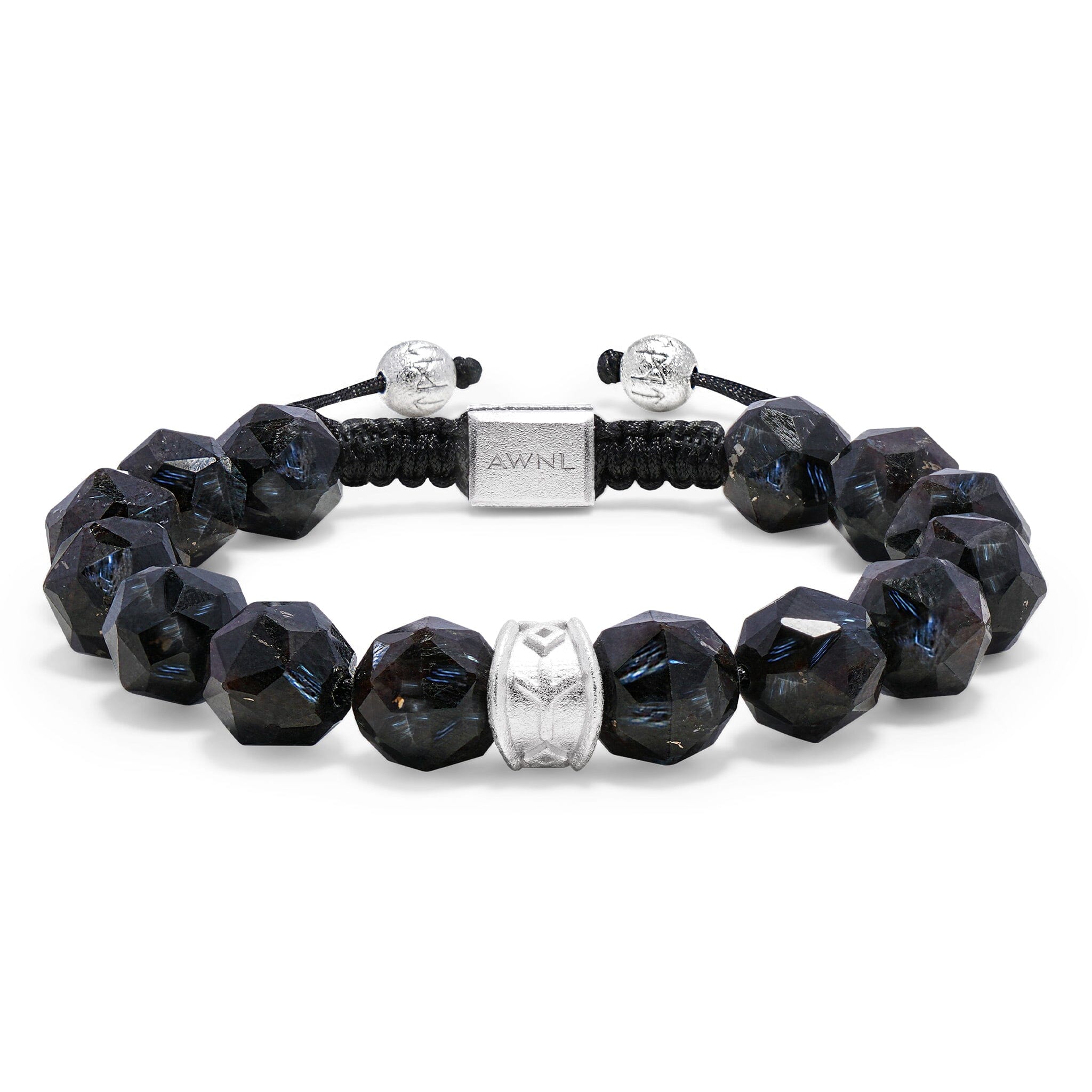 Men's Nuummite Beaded Bracelet with Healing Runes Charm Bracelets WAA FASHION GROUP