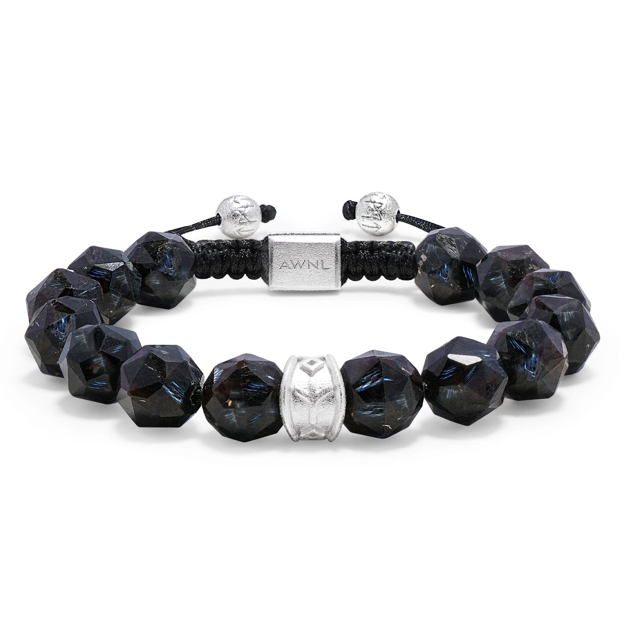 Men's Nuummite Beaded Bracelet with Healing Runes Charm Bracelets WAA FASHION GROUP 