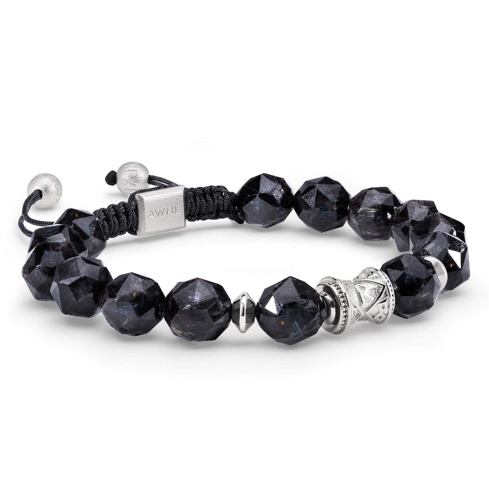 Men's Nuummite Beaded Bracelet with Wealth Runes Charm Bracelets WAA FASHION GROUP