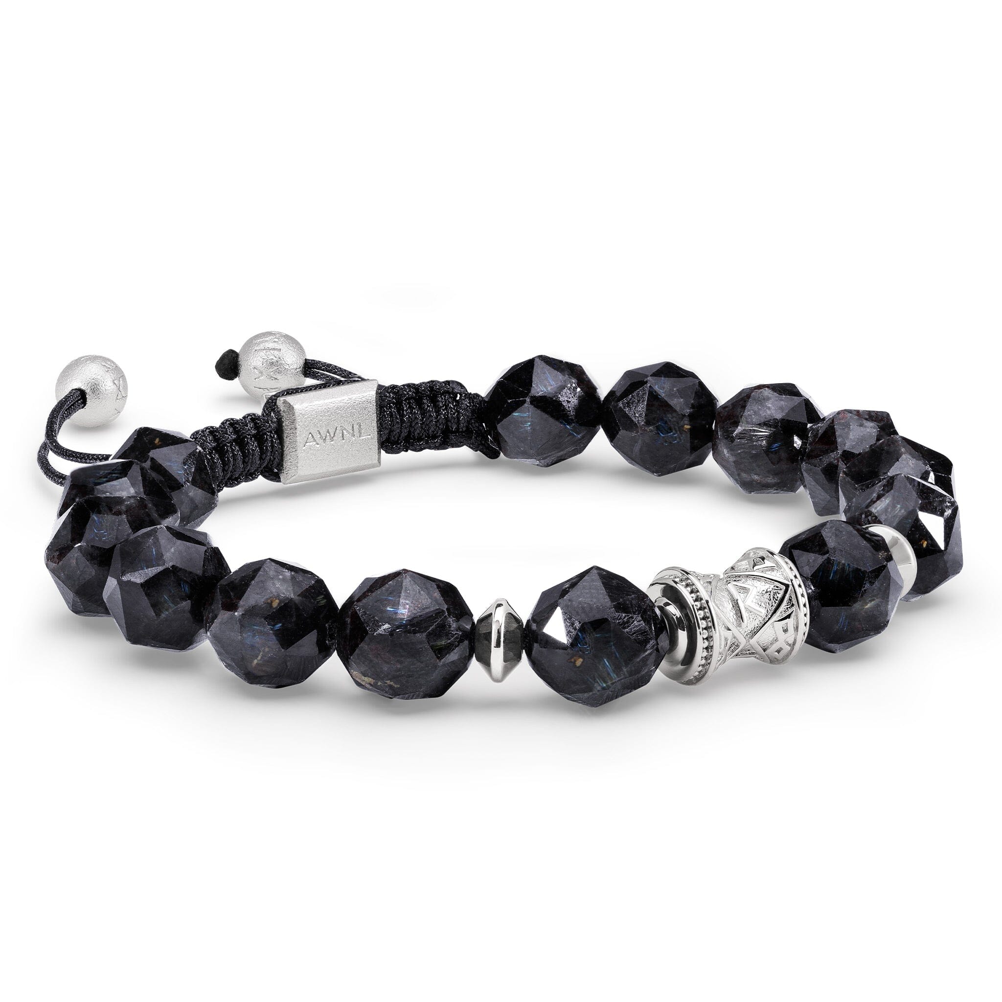 Men's Nuummite Beaded Bracelet with Wealth Runes Charm Bracelets WAA FASHION GROUP 