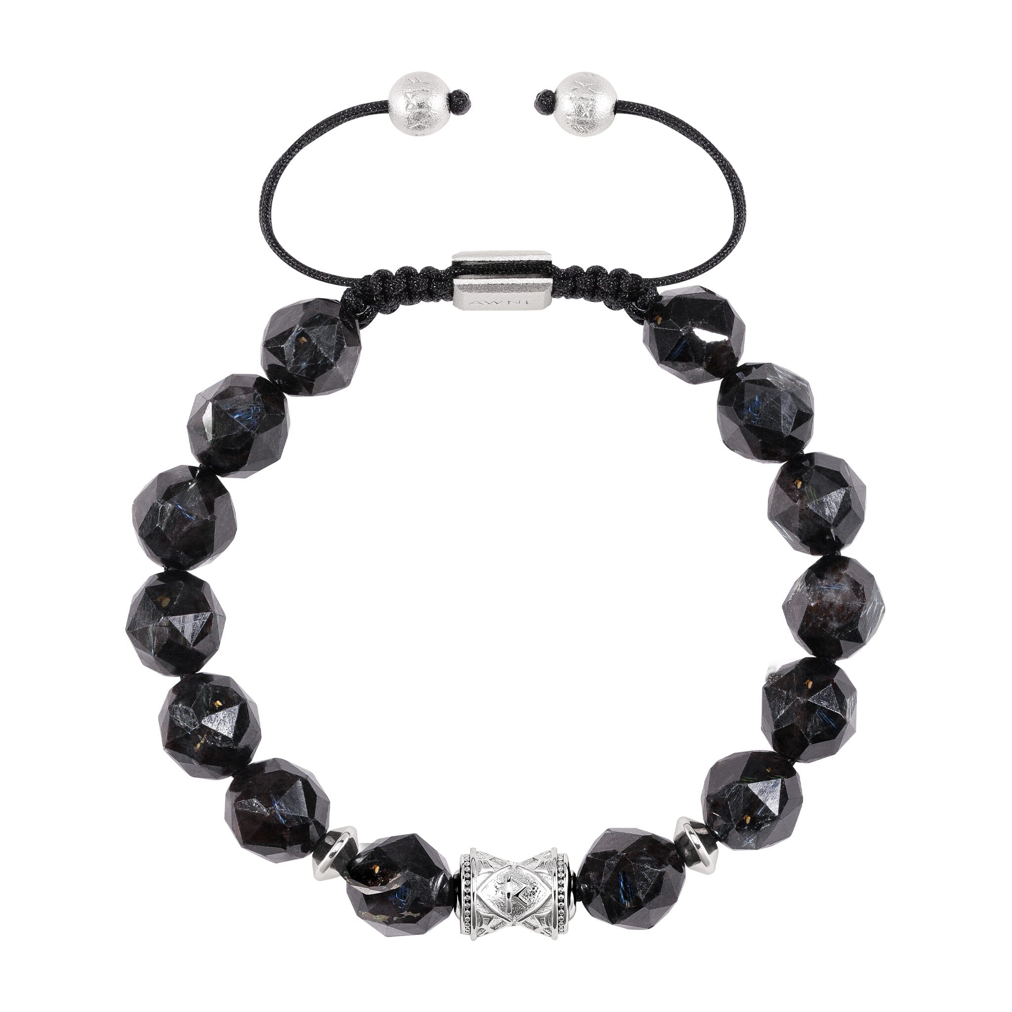 Men's Nuummite Beaded Bracelet with Wealth Runes Charm Bracelets WAA FASHION GROUP