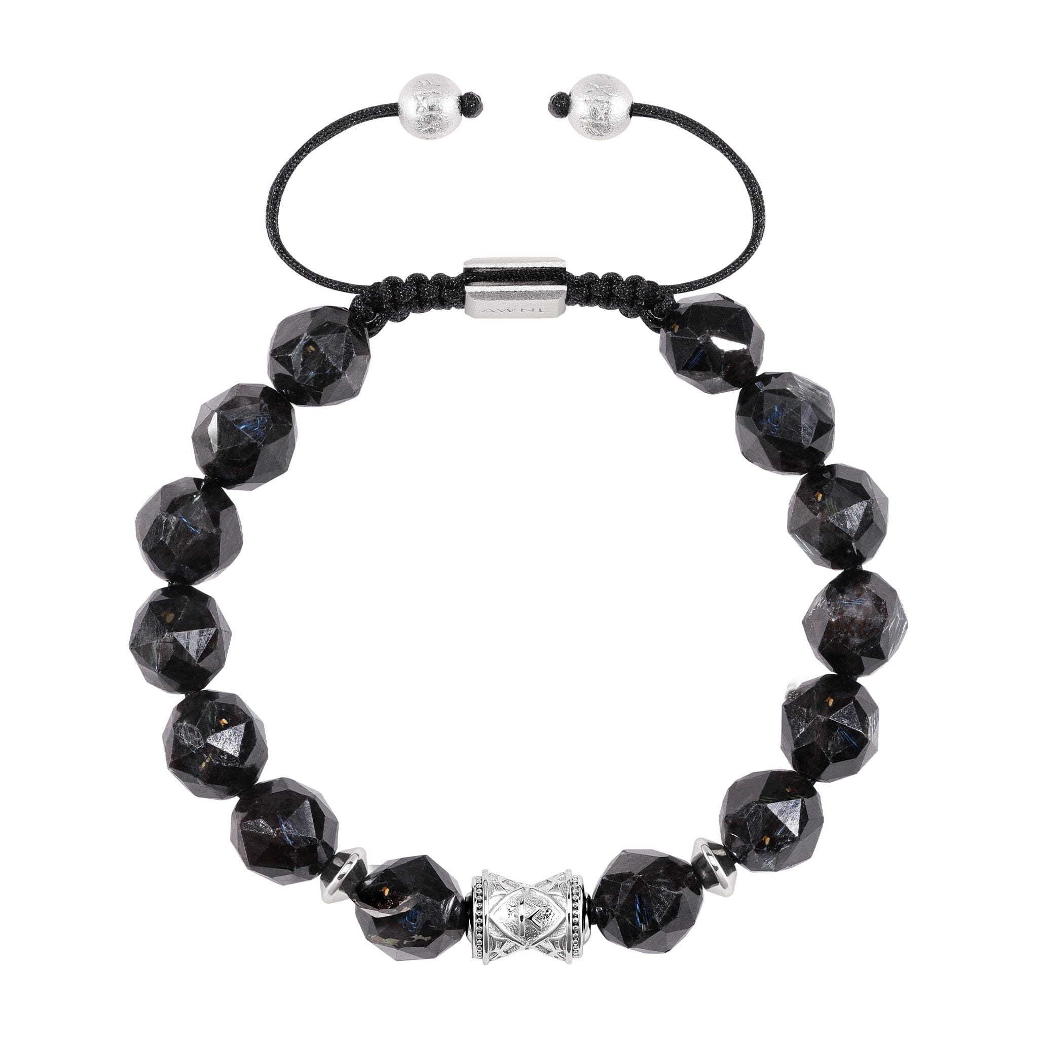 Men's Nuummite Beaded Bracelet with Wealth Runes Charm Bracelets WAA FASHION GROUP 