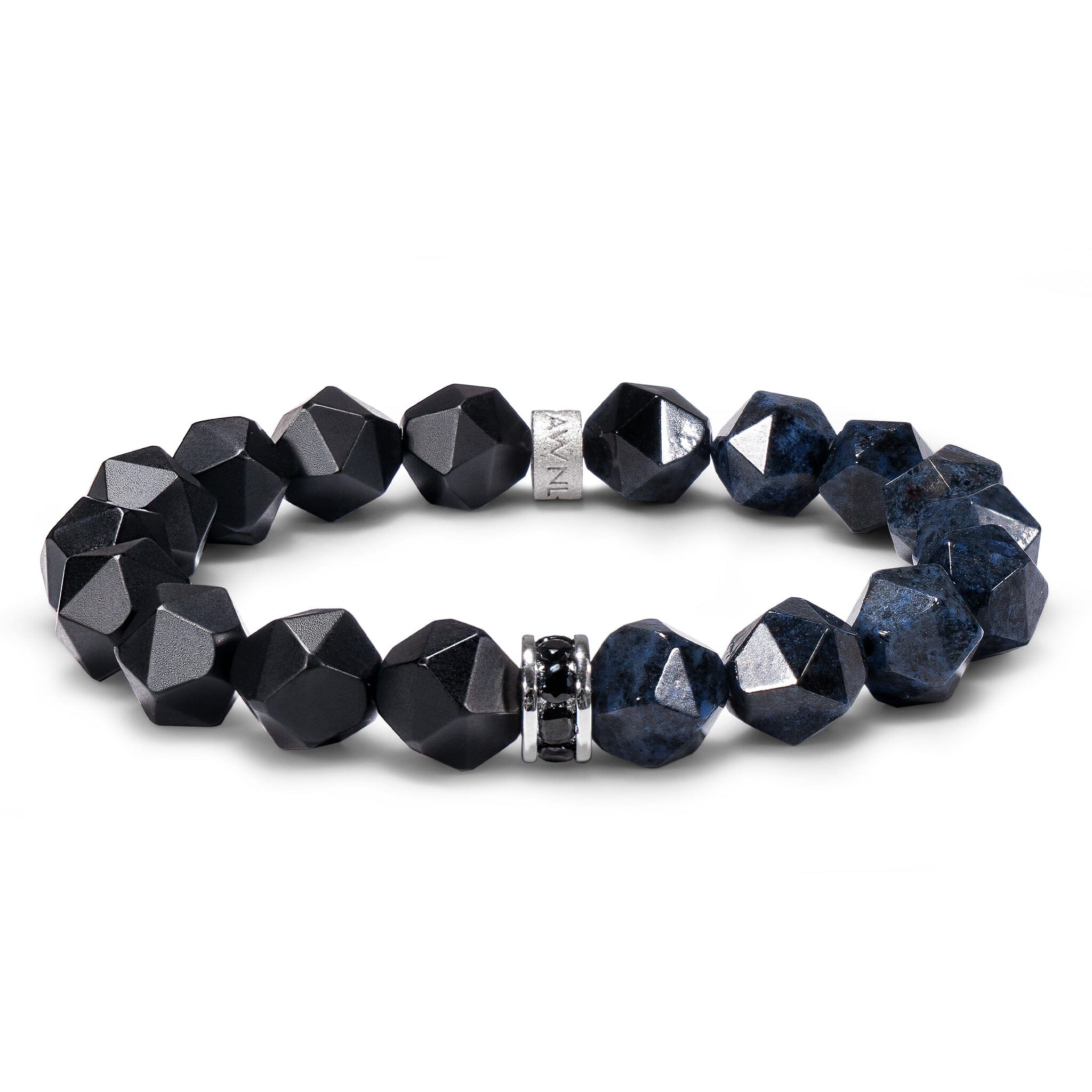 Black Onyx good & Sodalite Gemstone Matching Silver Bracelets Set