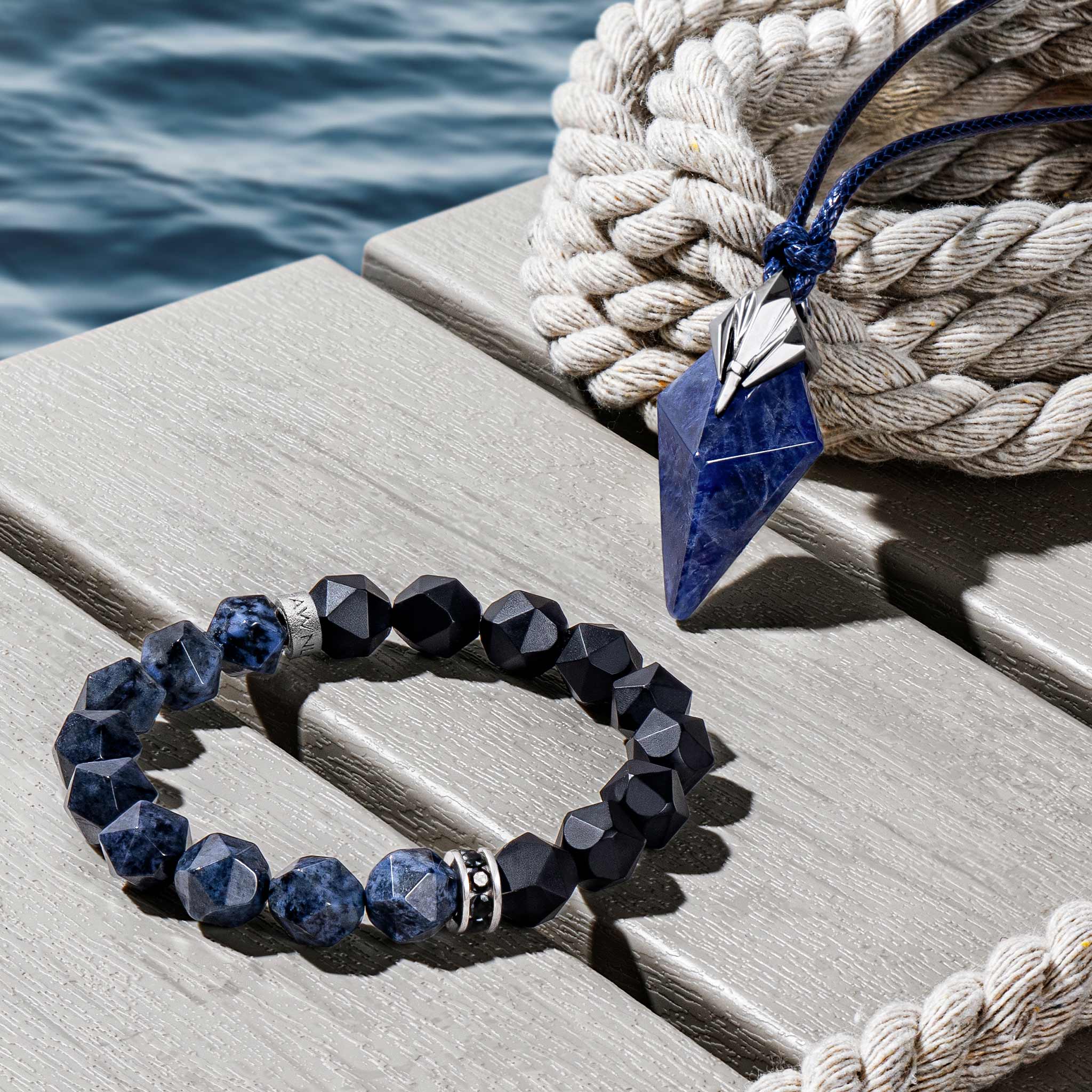Men's Poseidon Trident Necklace with Sodalite Necklaces WAA FASHION GROUP