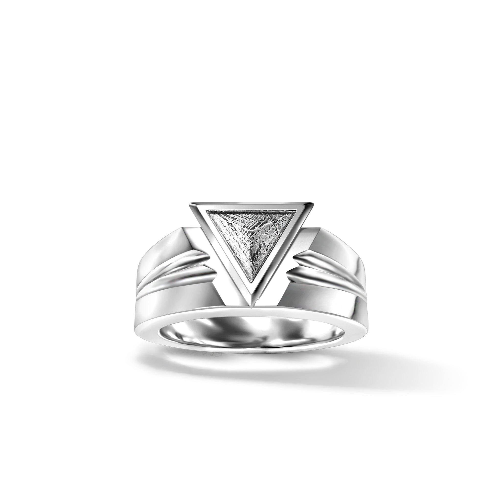 Men's Pyramid Silver Ring with Meteorite Rings AWNL 