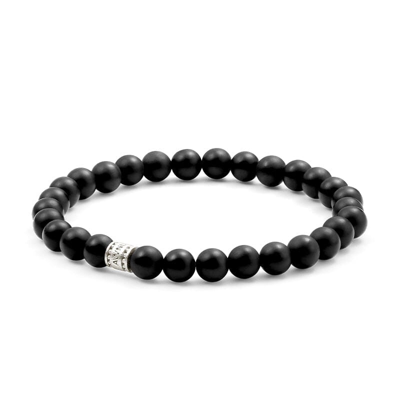 Men's Stackable Vajrayana Bracelet Set with Black Onyx Beads and Vajra Charm Bracelets AWNL Jewelry
