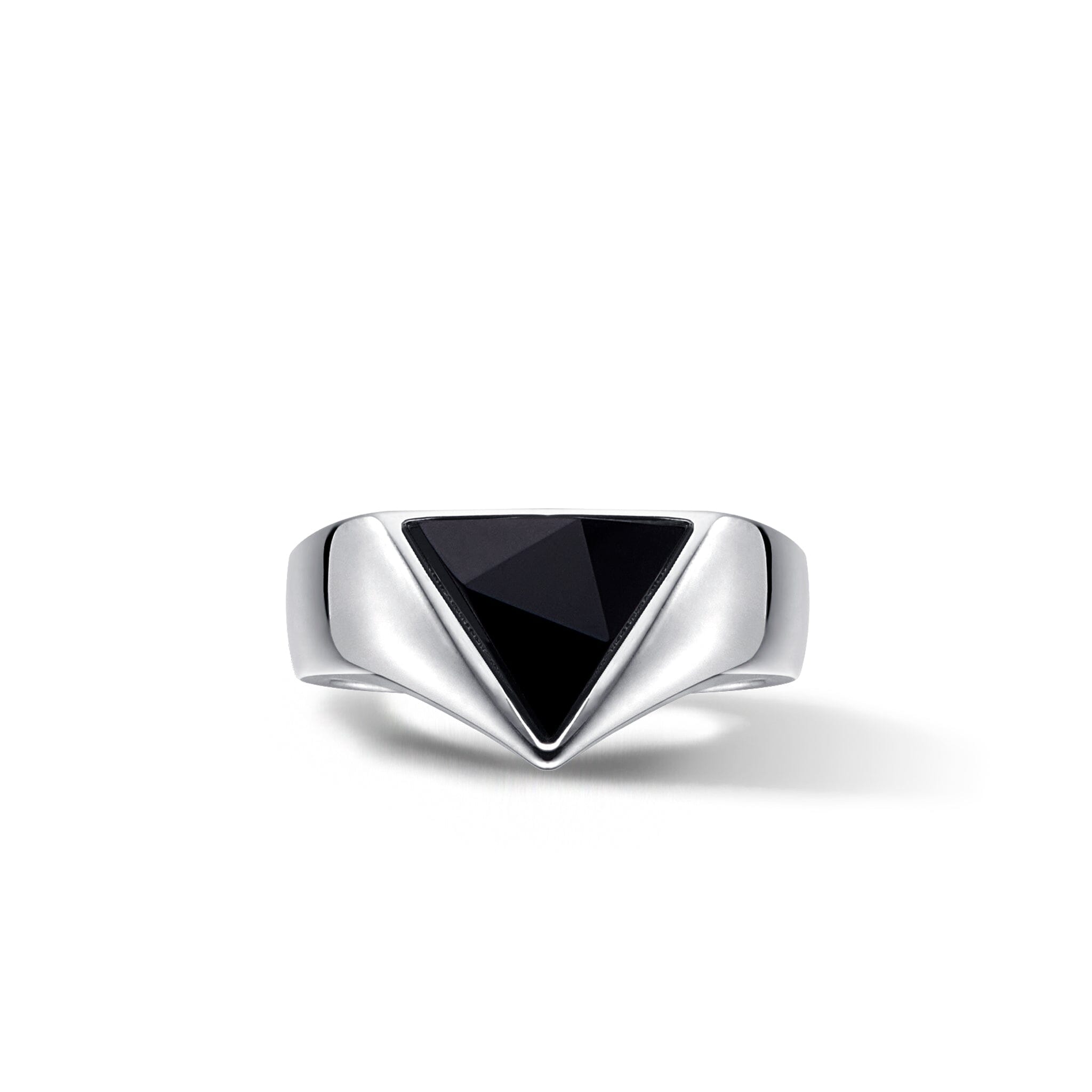 Men's Triangle Wide Band Ring with Black Onyx Rings AWNL 