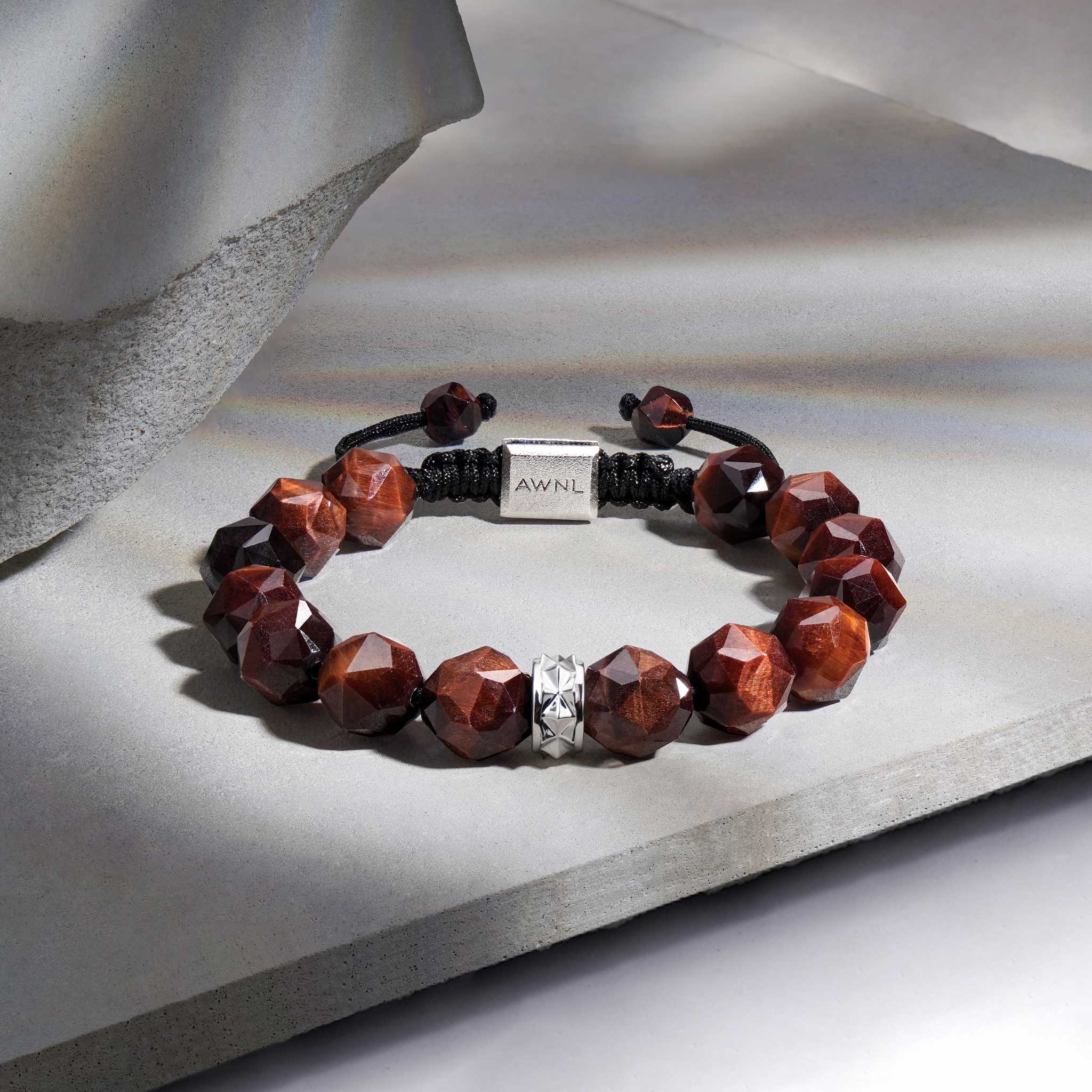 Men's Ulfberht Swords Beaded Bracelet with Red Tiger Eye Bracelets WAA FASHION GROUP