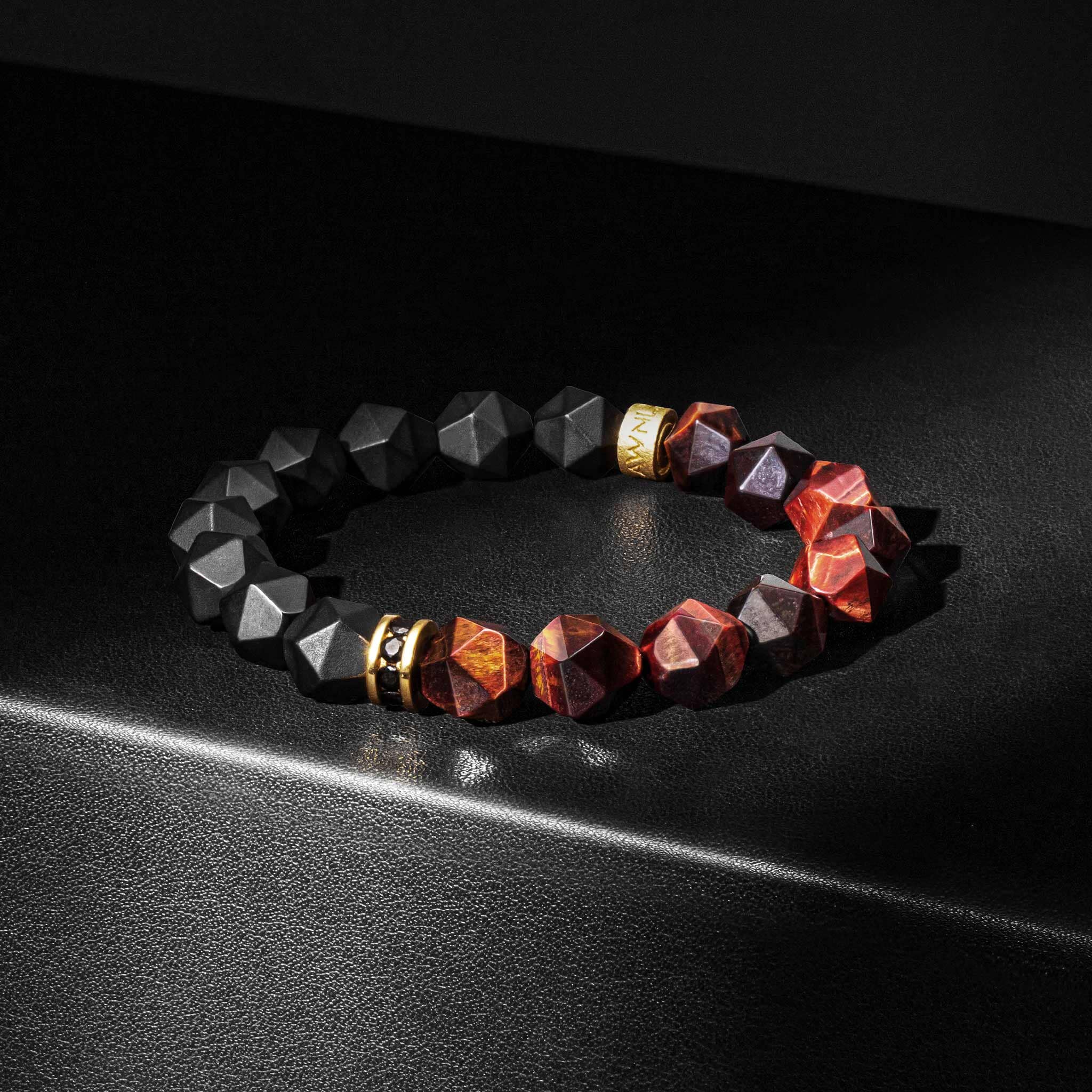 Onyx & Red Tiger Eye Beaded Bracelet Bracelets AWNL 