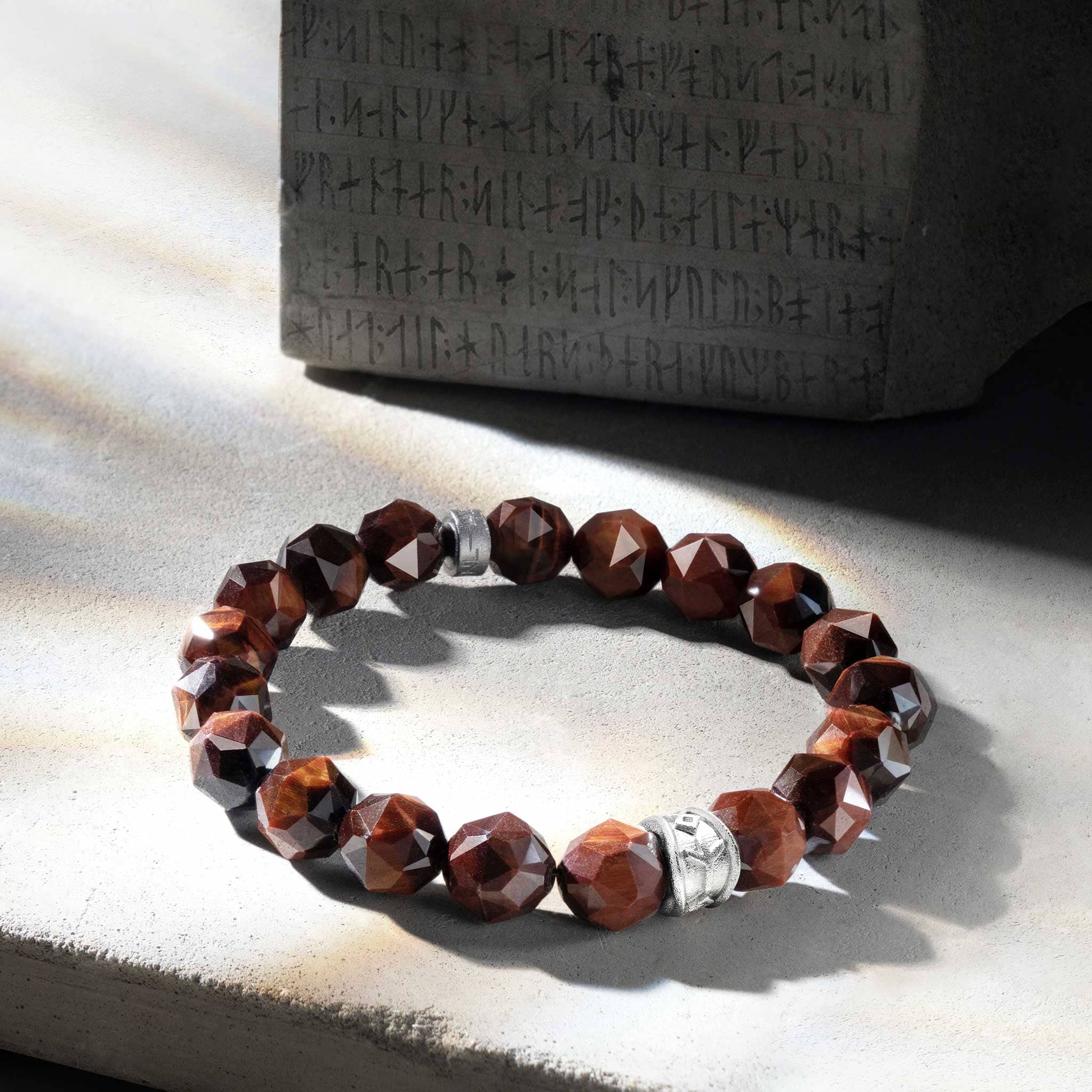 Red Tiger Eye Rune Beaded Bracelet Bracelets AWNL