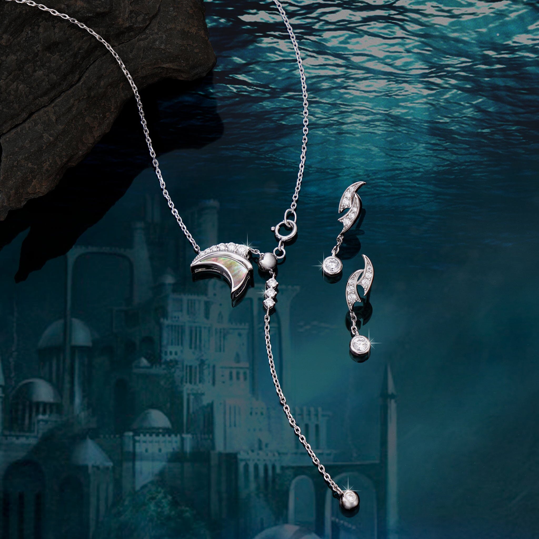 Women's Atlantis Sterling Silver Necklace with Mother of Pearl Necklaces WAA FASHION GROUP