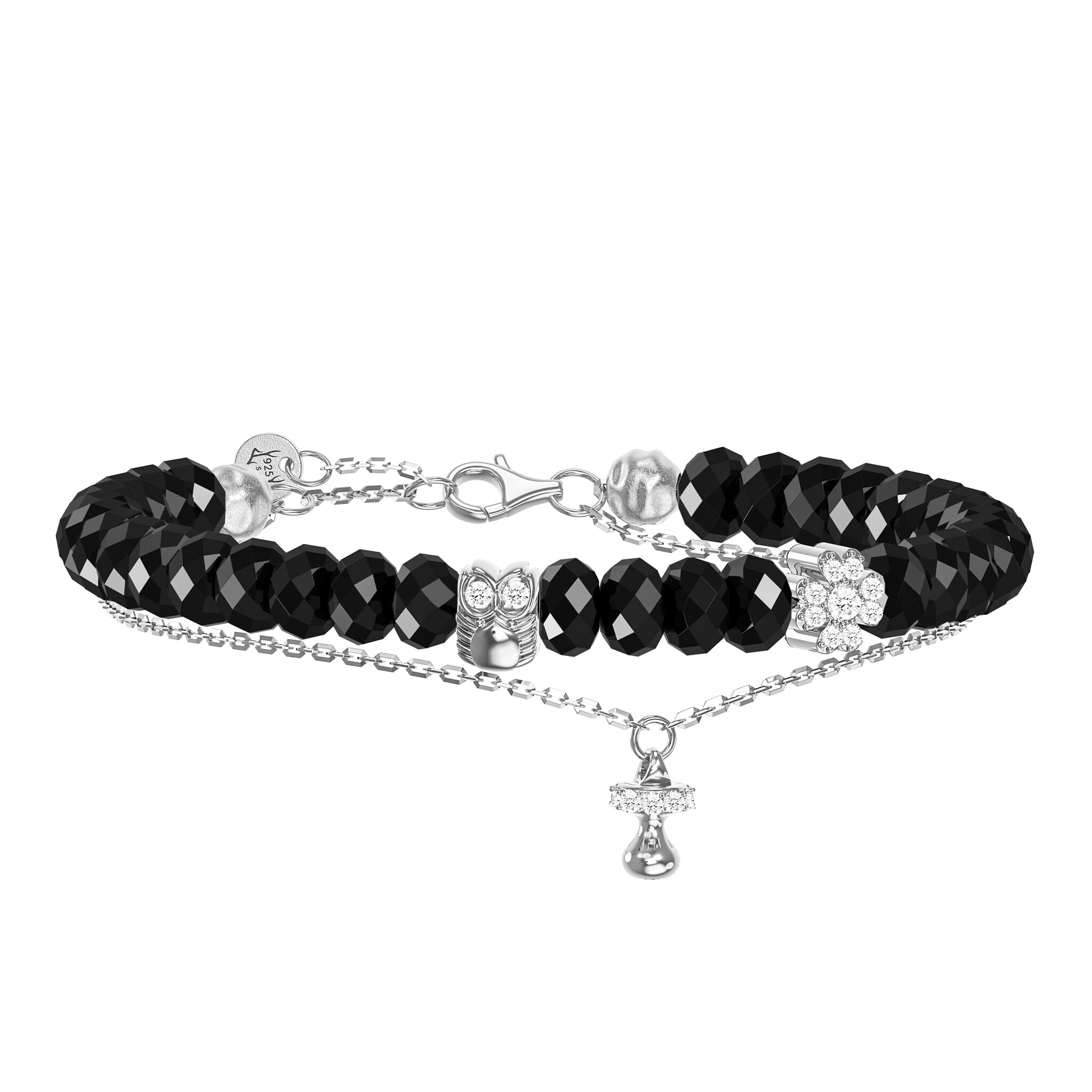 Women's Chain Bracelet with Black Spinel Bracelets WAA FASHION GROUP 