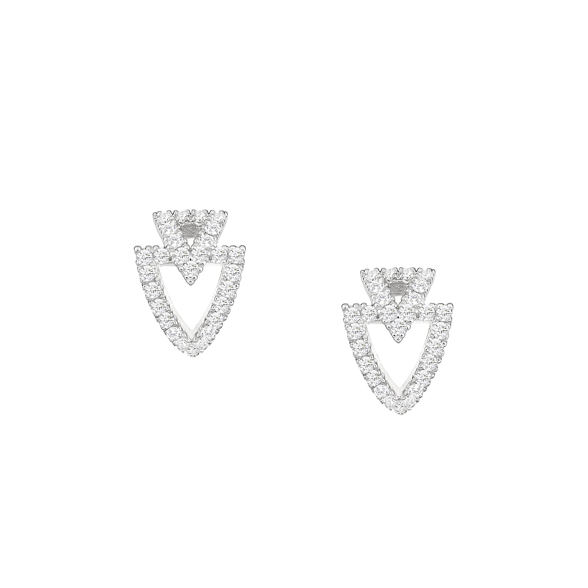Women's Double Triangle Silver Studs Earrings AWNL