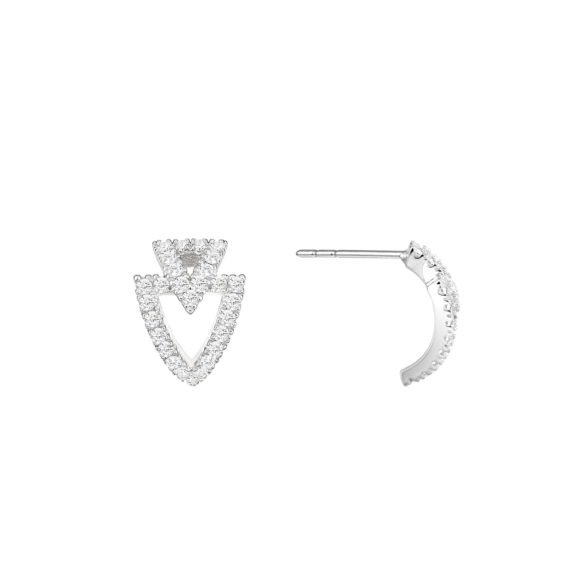 Women's Double Triangle Silver Studs Earrings AWNL