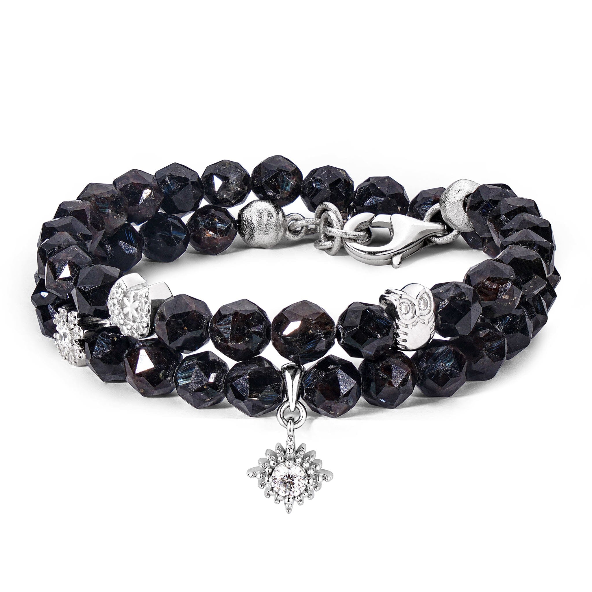 Women's Double Wrap Beaded Bracelet of Lucky Charms with Nuummite Bracelets WAA FASHION GROUP 