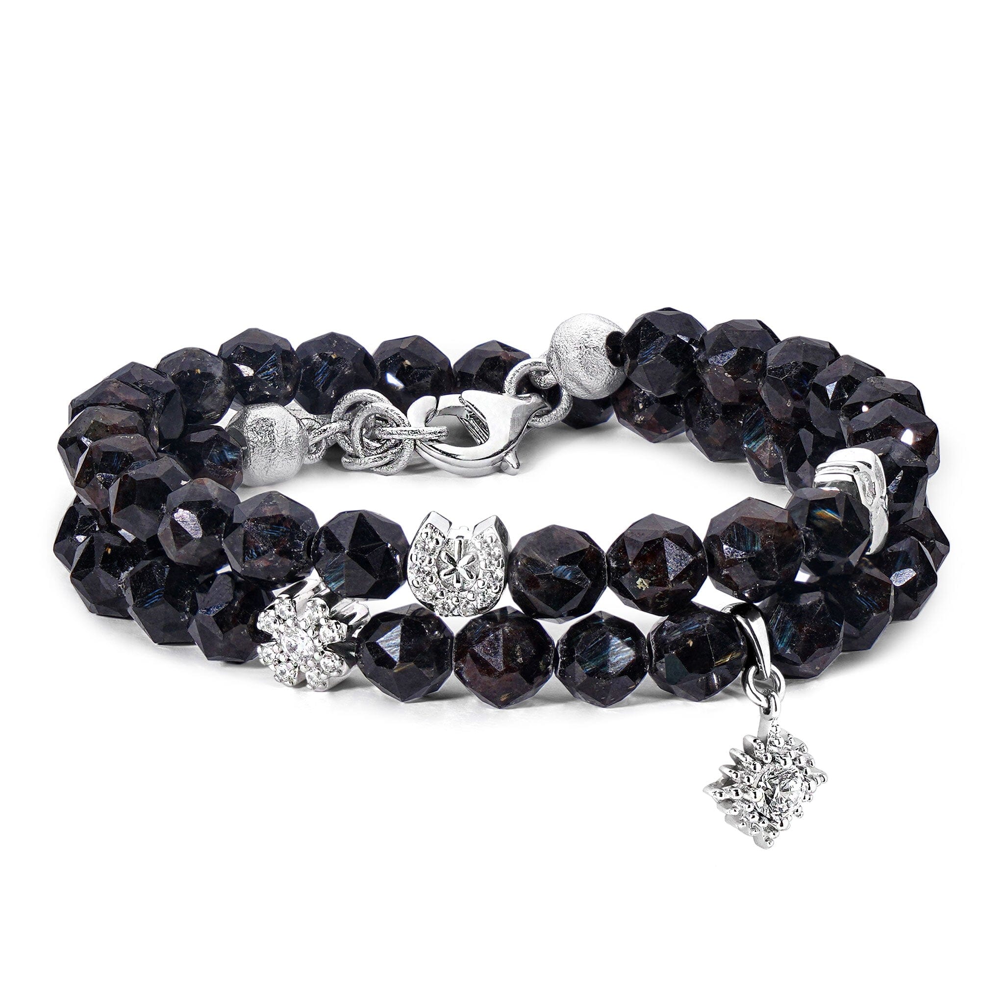 Women's Double Wrap Beaded Bracelet of Lucky Charms with Nuummite Bracelets WAA FASHION GROUP