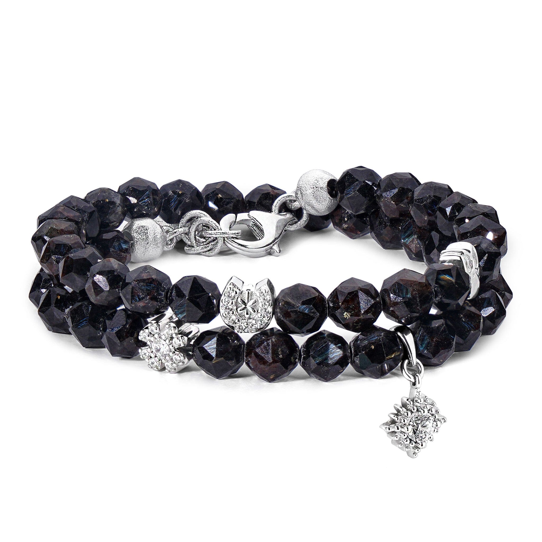 Women's Double Wrap Beaded Bracelet of Lucky Charms with Nuummite Bracelets WAA FASHION GROUP 